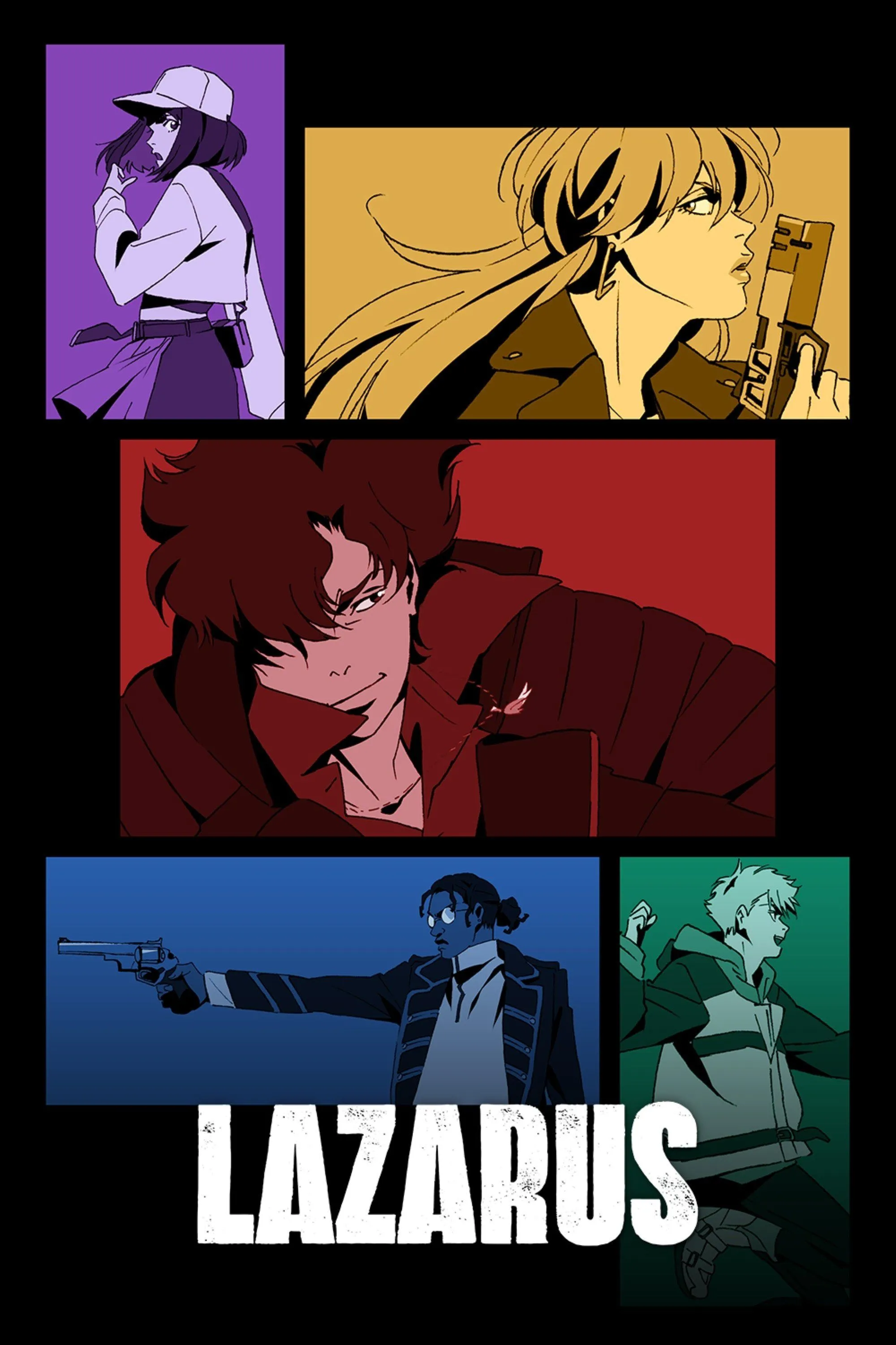Áp phích quảng bá chính thức cho anime Lazarus của đạo diễn Shinichirō Watanabe.