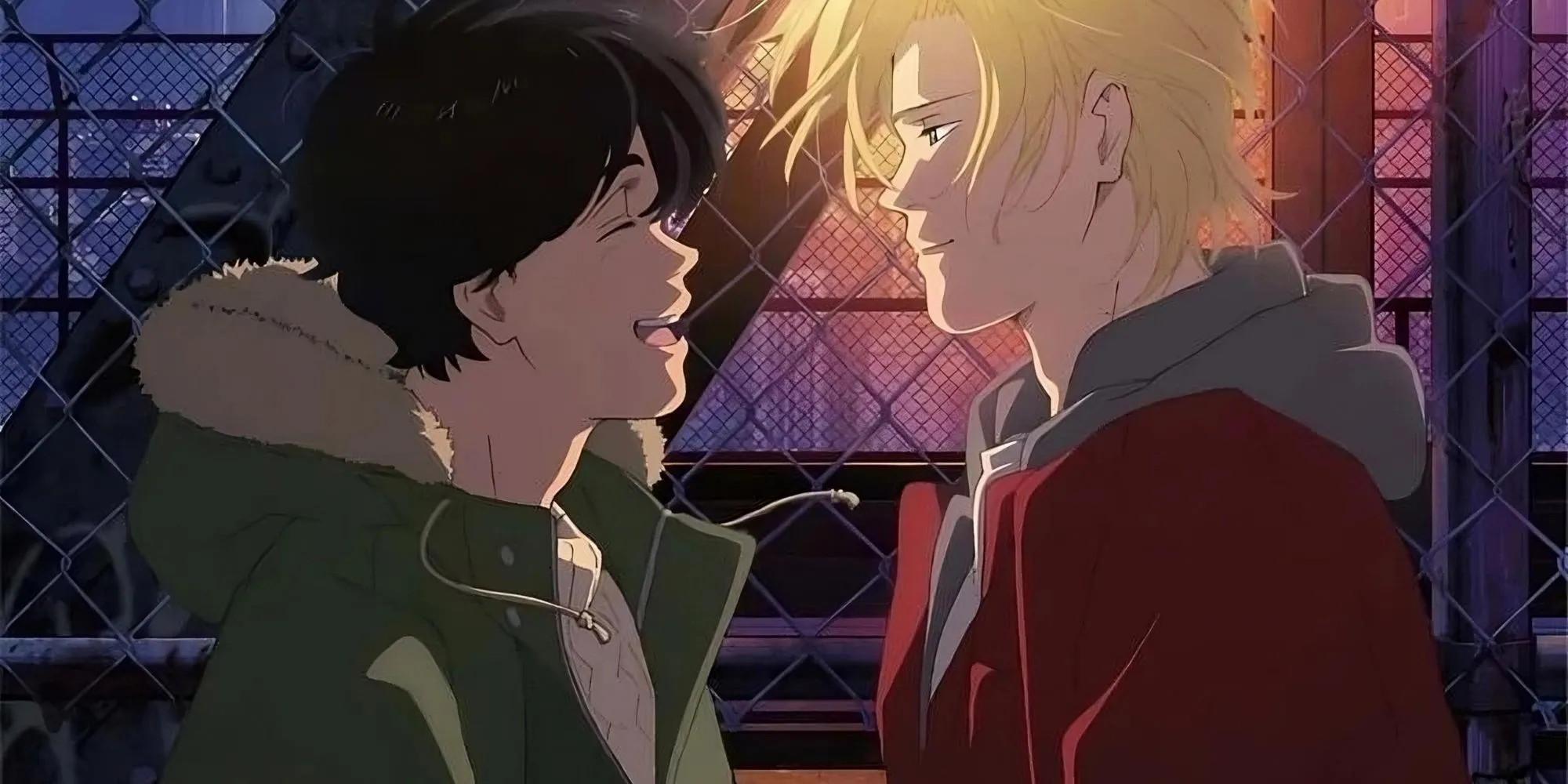 Ash Lynx và Eiji Okumura nhìn nhau trong một khoảnh khắc yên bình từ Banana Fish