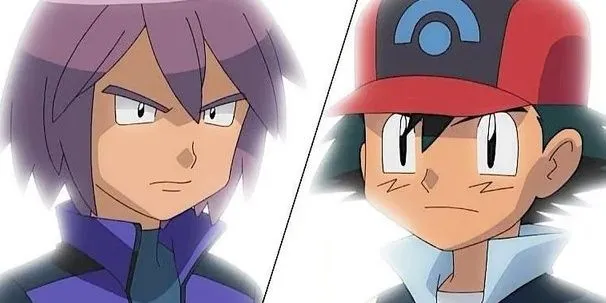 Ash và Paul trong anime Pokémon, thể hiện sự đối lập về triết lý huấn luyện