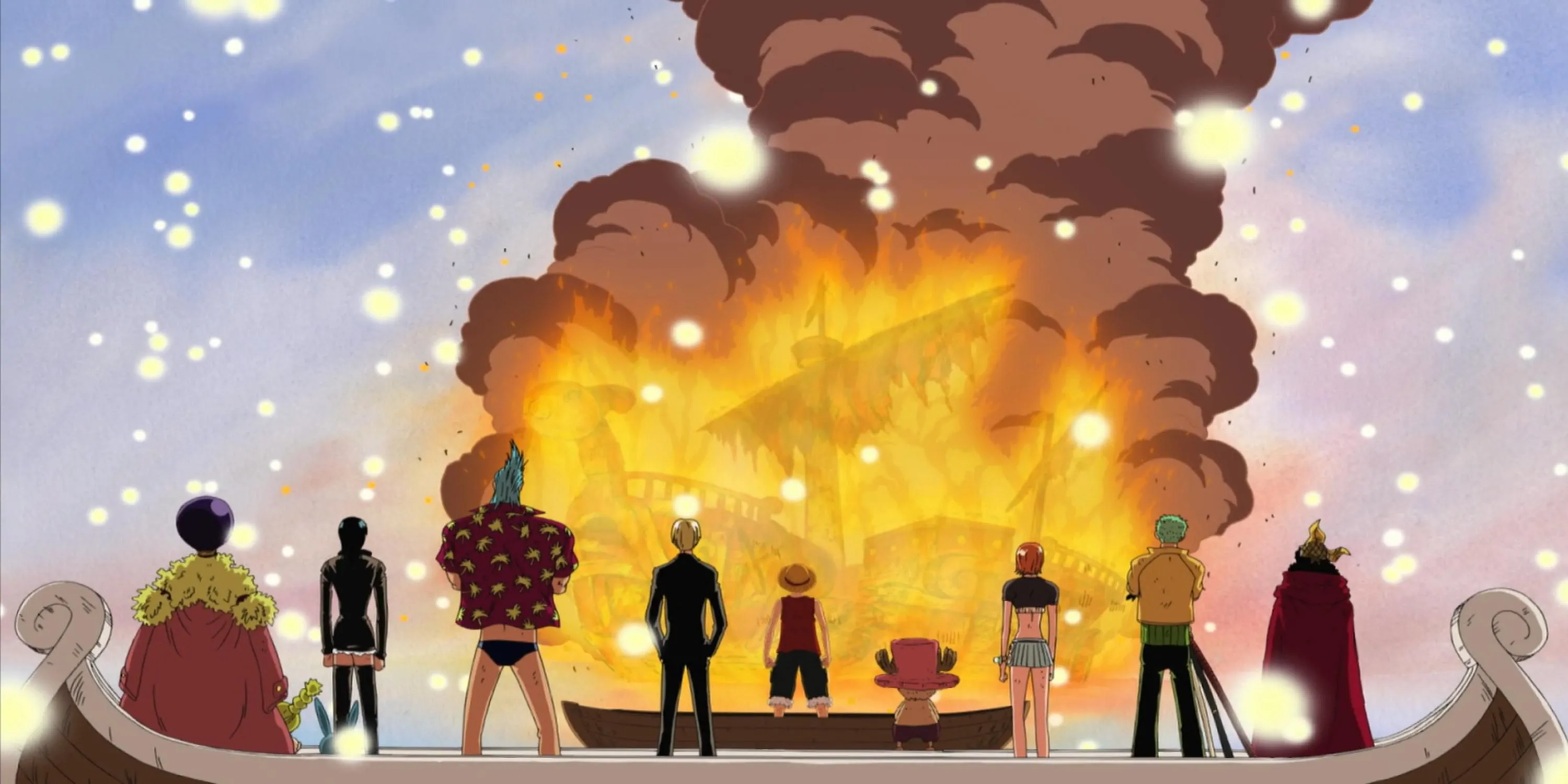 Băng Mũ Rơm nói lời tạm biệt cảm động với con thuyền Going Merry trong tuyết ở One Piece