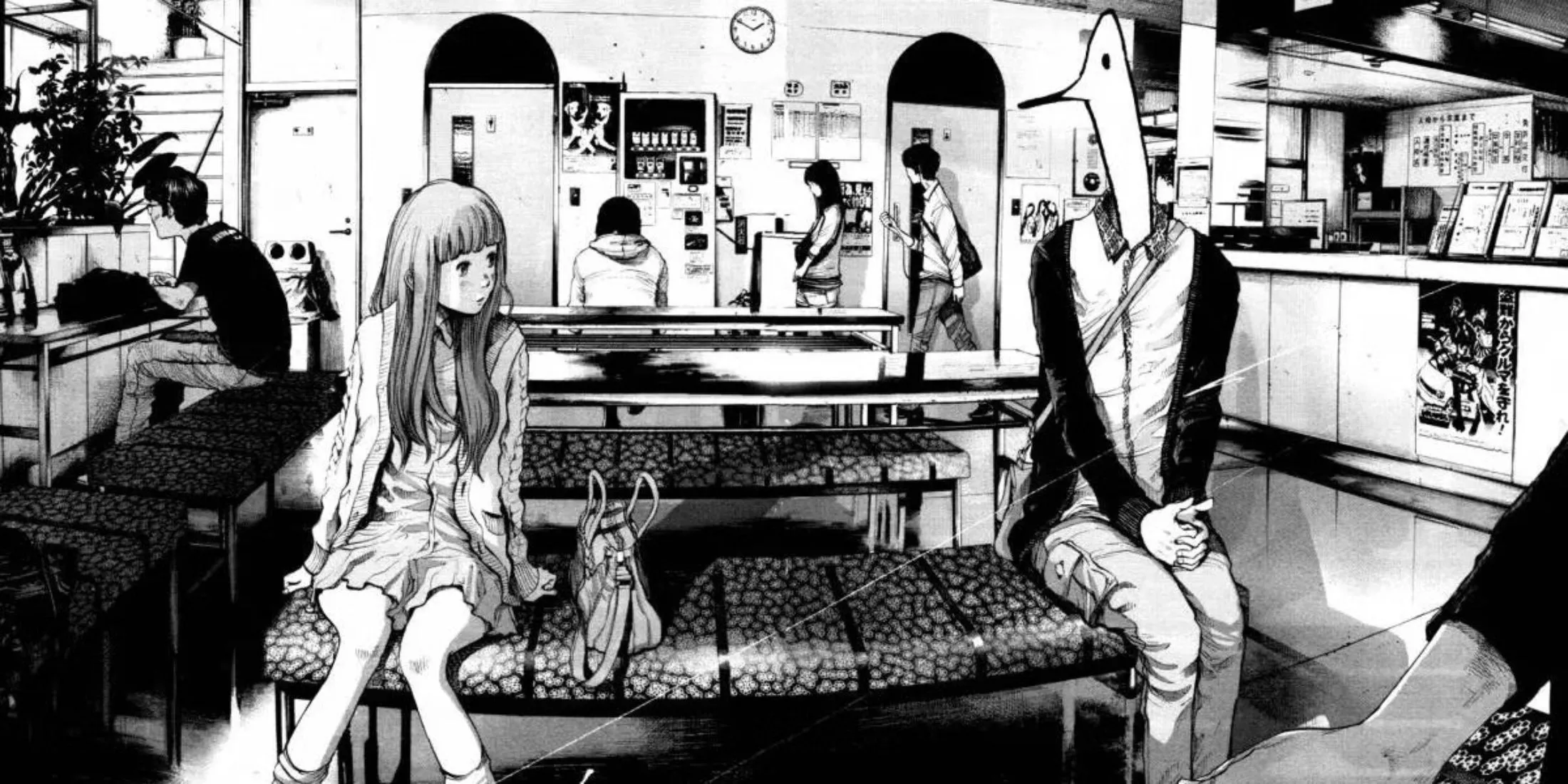 Bìa manga Oyasumi Punpun với hình ảnh Punpun (hình dạng chim) và các yếu tố biểu tượng.