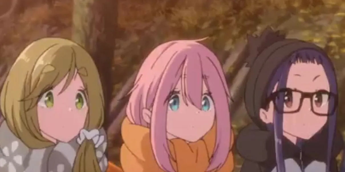 Các nhân vật thư giãn cắm trại trong anime Laid-Back Camp, series slice of life ấm áp