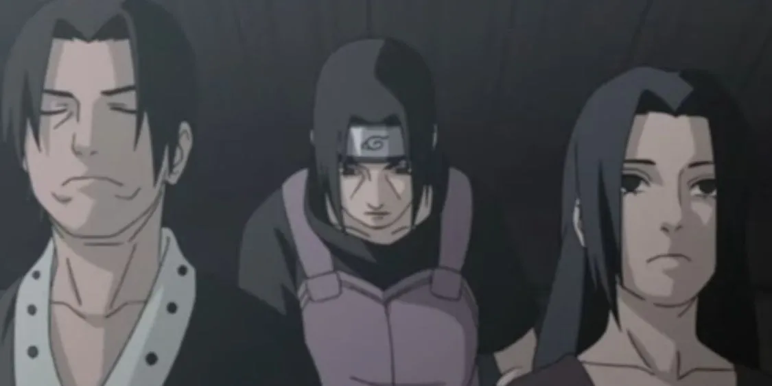 Chân dung Itachi Uchiha với ánh mắt Sharingan, thể hiện gánh nặng và sự hy sinh