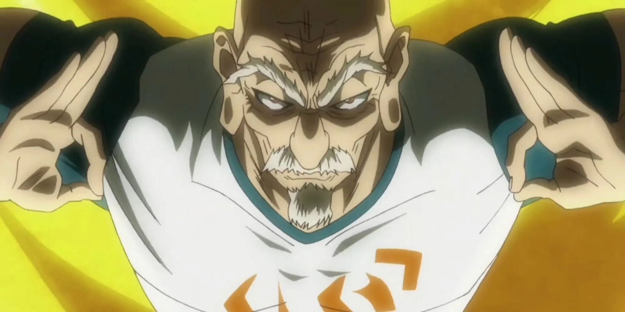 Chủ Tịch Isaac Netero trong Hunter X Hunter trong tư thế chiến đấu