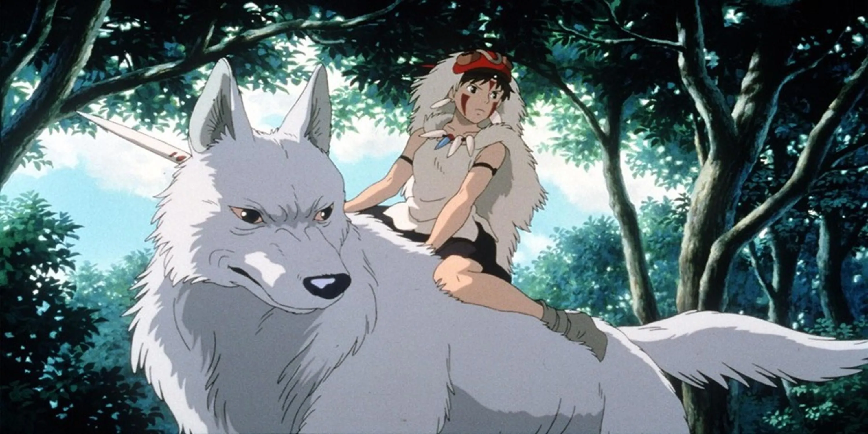 Công chúa Mononoke cưỡi sói, cảnh chiến đấu trong phim hoạt hình Công chúa Mononoke