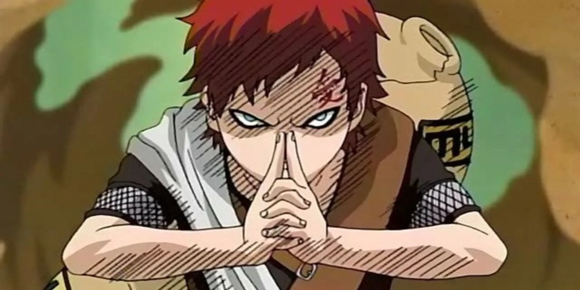 Gaara dùng ấn tay điều khiển Sa Độn trong kỳ thi Chunin Naruto