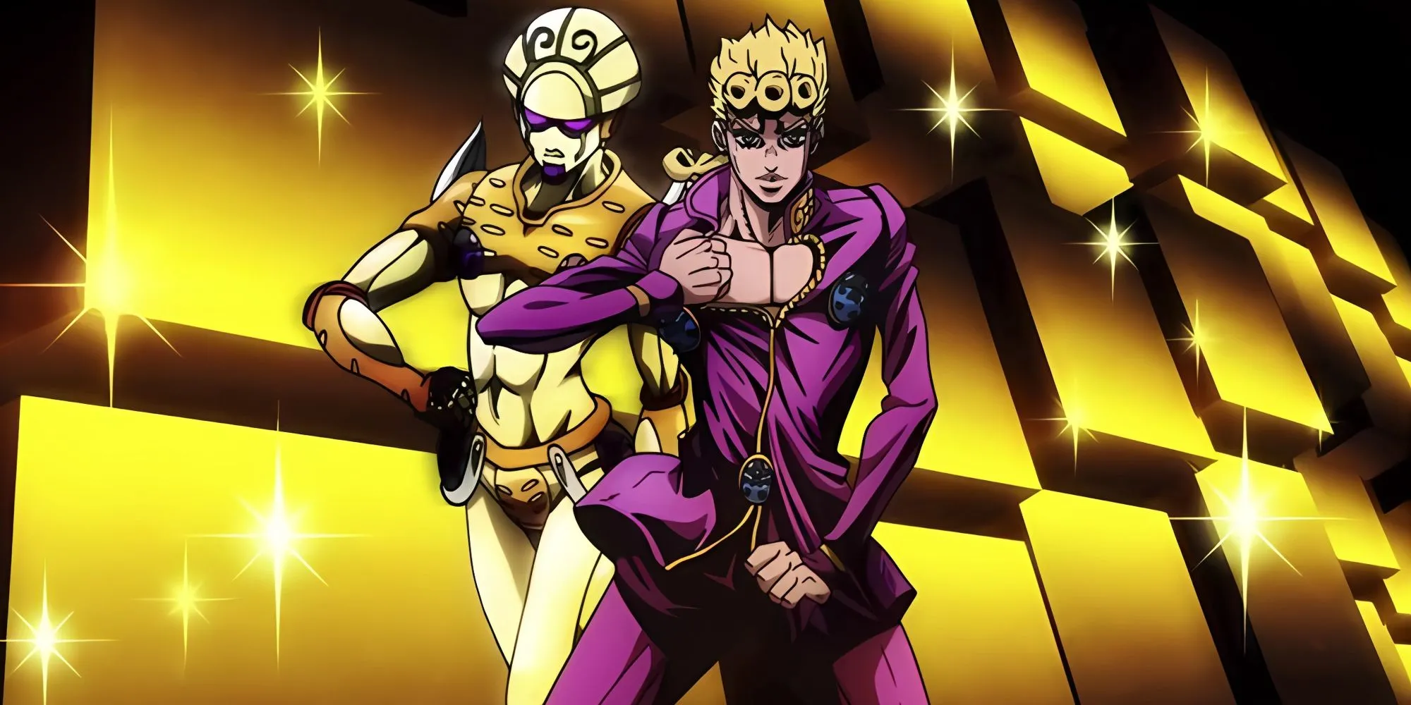 Giorno Giovanna với tạo dáng khoe ngực áo hình trái tim trong JoJo phần Golden Wind