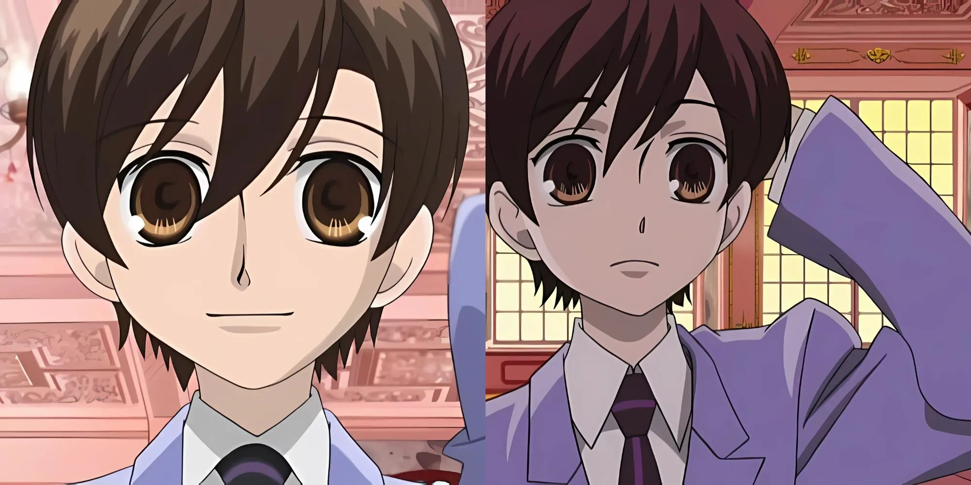 Haruhi Fujioka trong Ouran High School Host Club với mái tóc ngắn và đồng phục nam sinh