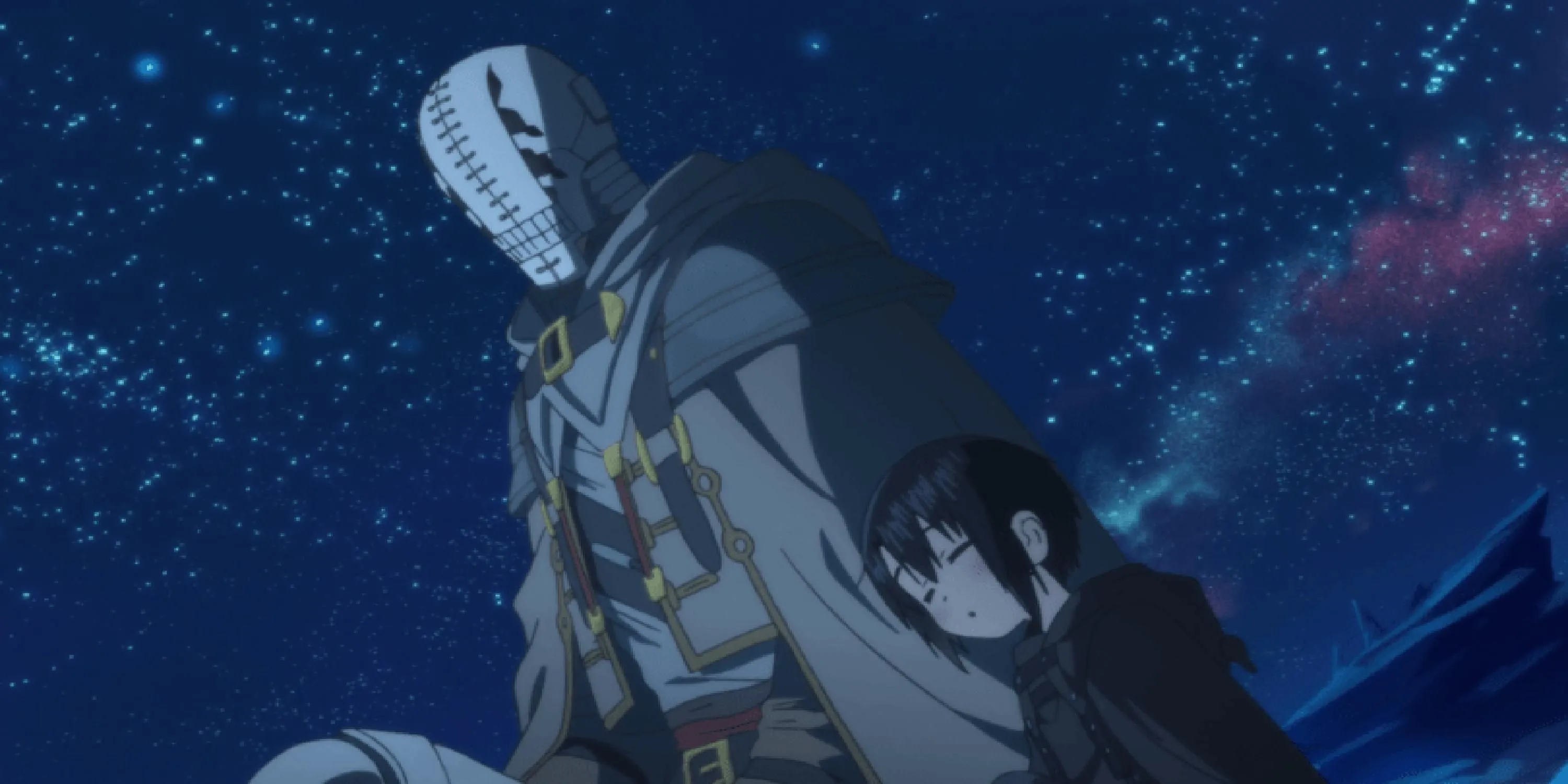 Hình ảnh Golem và cô bé Somali, minh họa cho bộ anime Somali and the Forest Spirit về tình cha con giả tưởng.