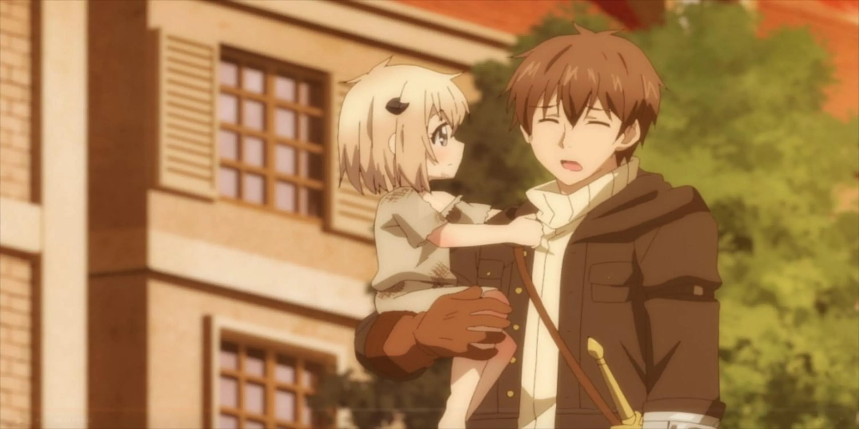 Hình ảnh nhà thám hiểm Dale cùng cô bé quỷ Latina trong anime If It’s for My Daughter, I’d Even Defeat a Demon Lord.