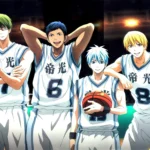Hình ảnh từ OVA Kuroko's Basketball Tip Off mô tả đội Teiko thời trung học
