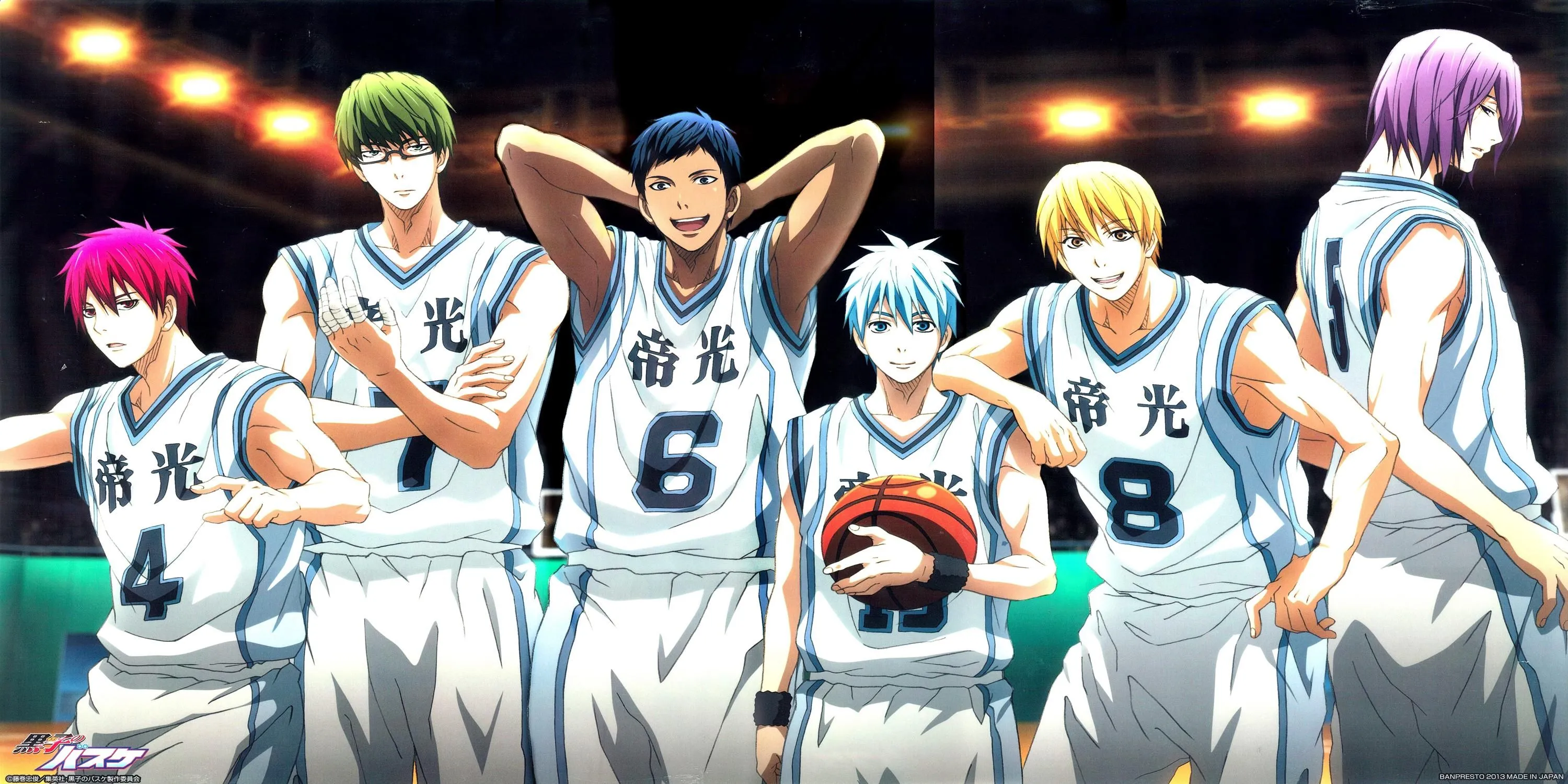 Hình ảnh từ OVA Kuroko's Basketball Tip Off mô tả đội Teiko thời trung học