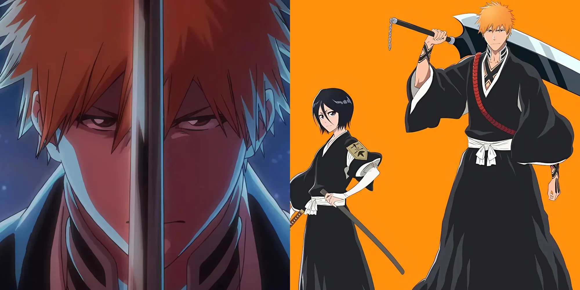 Ichigo Kurosaki cầm thanh kiếm Zanpakuto khổng lồ trong anime Bleach.