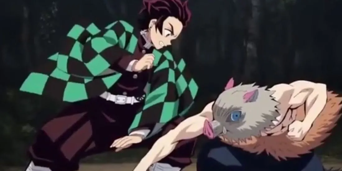Inosuke Hashibira và Tanjiro Kamado, hai Thợ Săn Quỷ trong Demon Slayer với mối quan hệ cạnh tranh nhưng đầy tình bạn