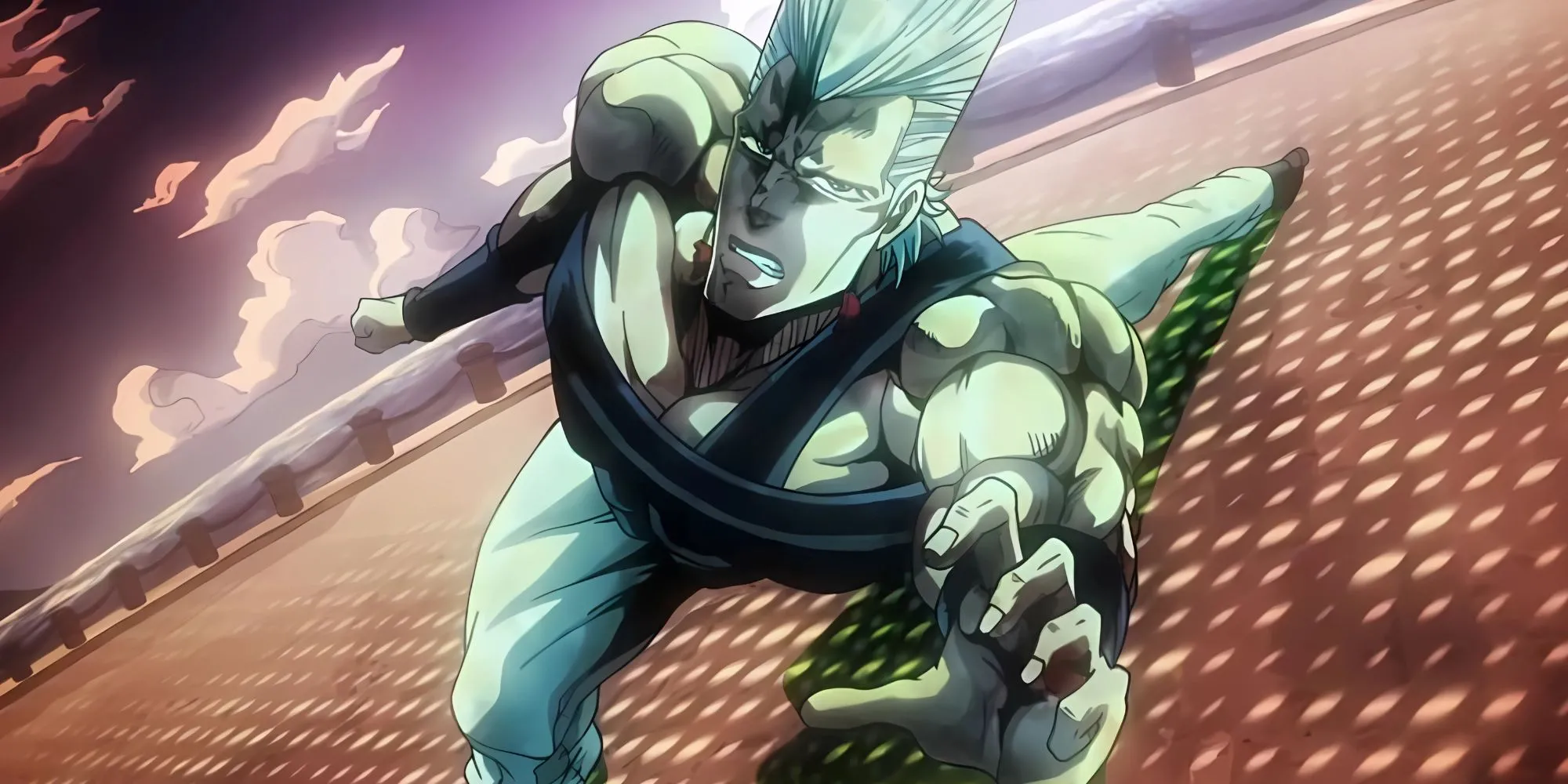 Jean-Pierre Polnareff nghiêng người không tưởng khi dùng kiếm trong JoJo phần Stardust Crusaders