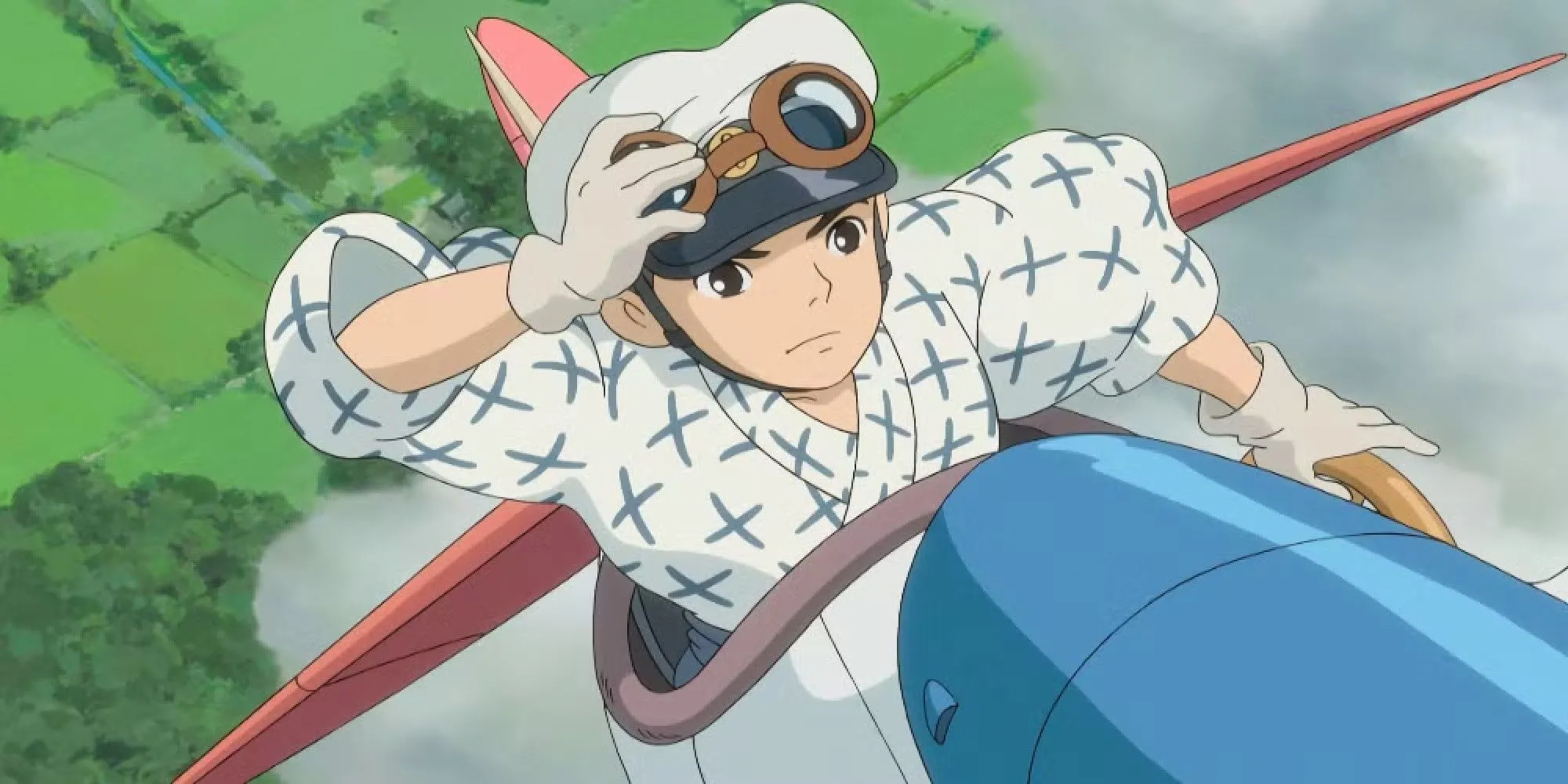 Jiro Horikoshi ngồi trong buồng lái máy bay, hình ảnh chủ đạo của phim Gió Nổi của Studio Ghibli