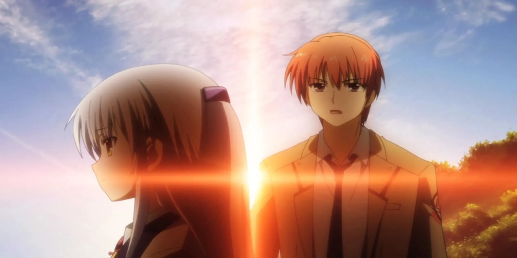 Kanade và Yuzuru Otonashi trong cảnh chia ly đầy cảm xúc ở cuối Angel Beats