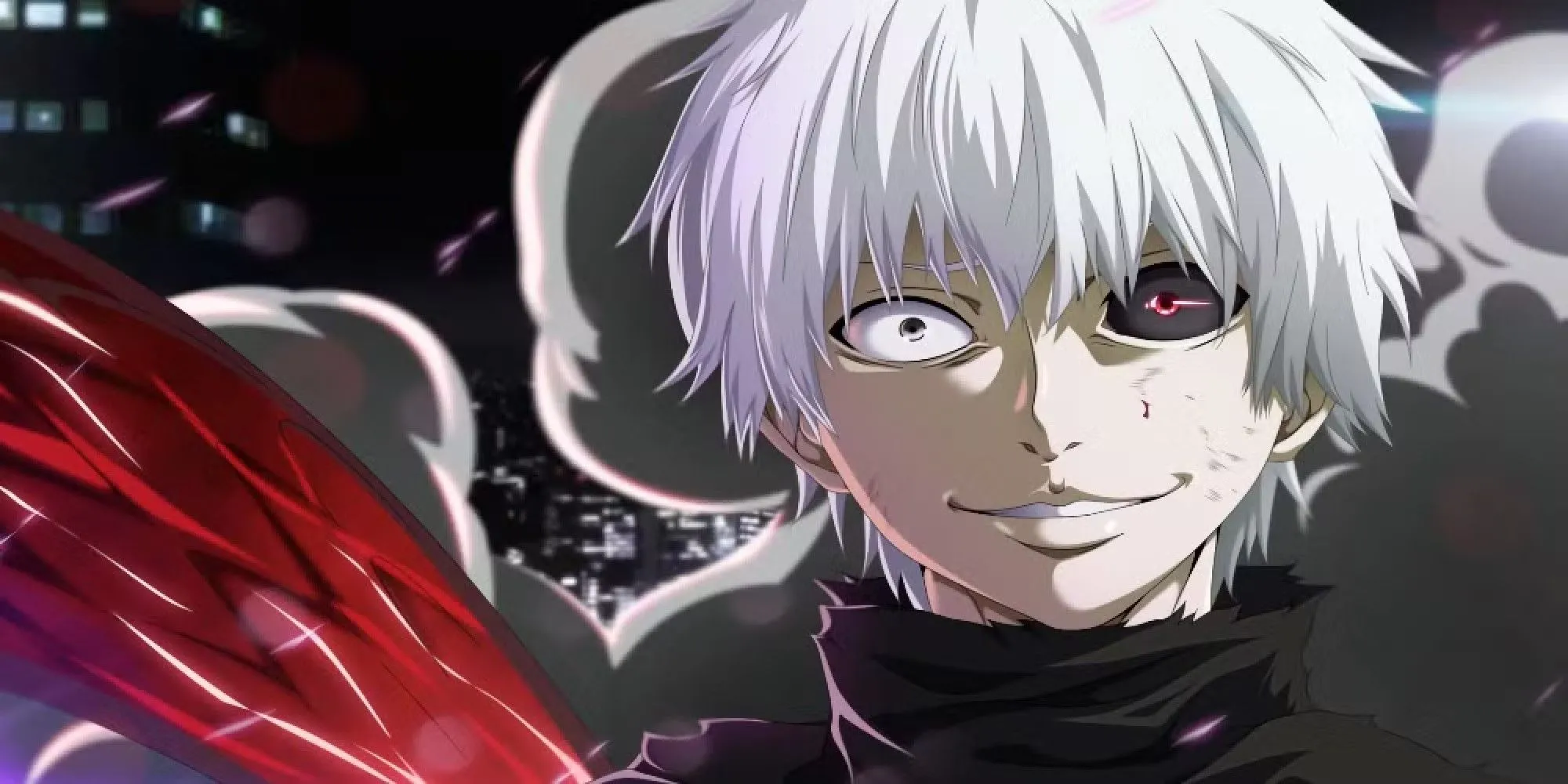 Ken Kaneki với mái tóc trắng, biểu tượng của sự biến đổi trong series Tokyo Ghoul