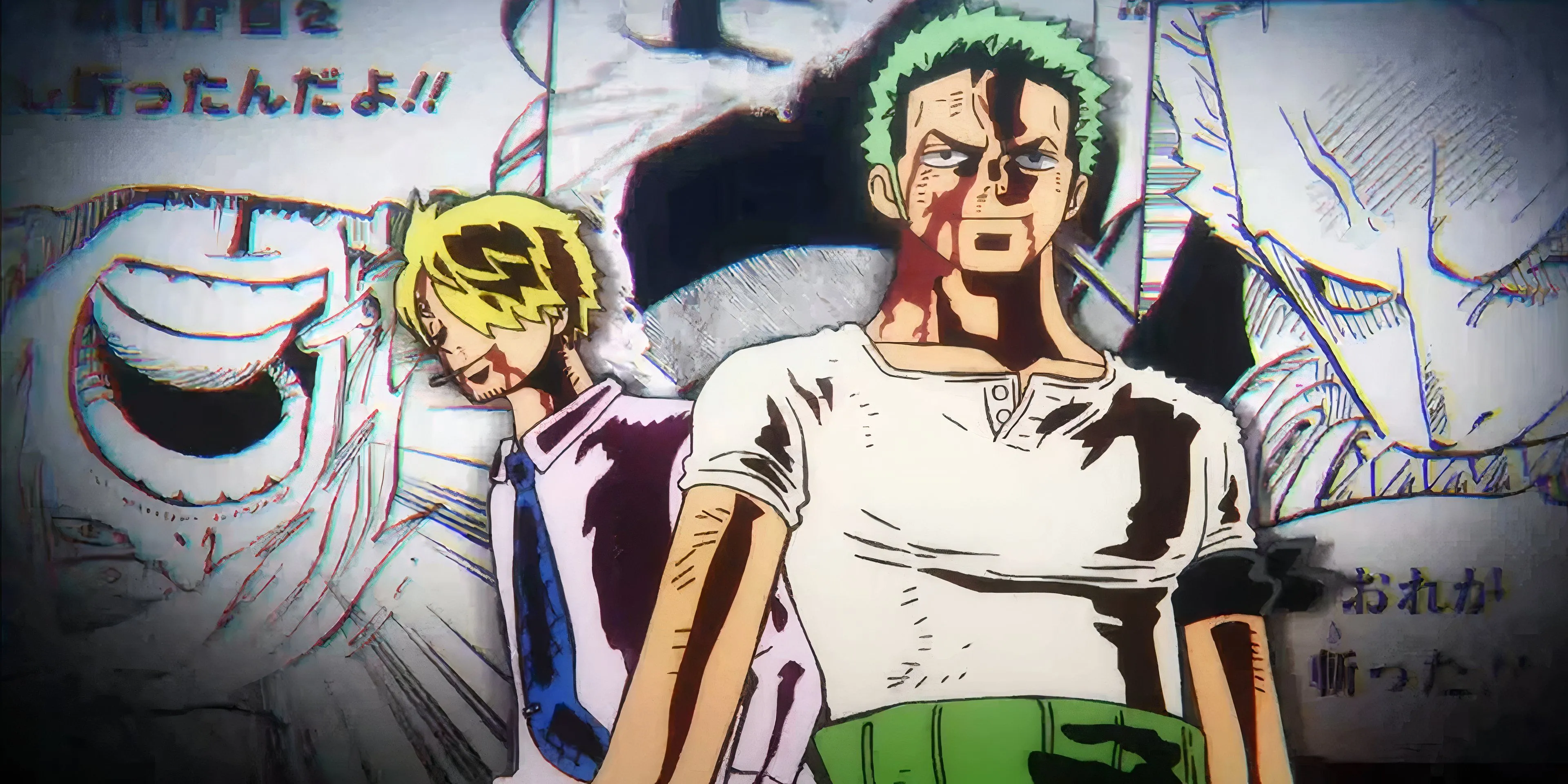 Khoảnh khắc tương tác giữa Zoro và Sanji, hai thành viên băng Mũ Rơm