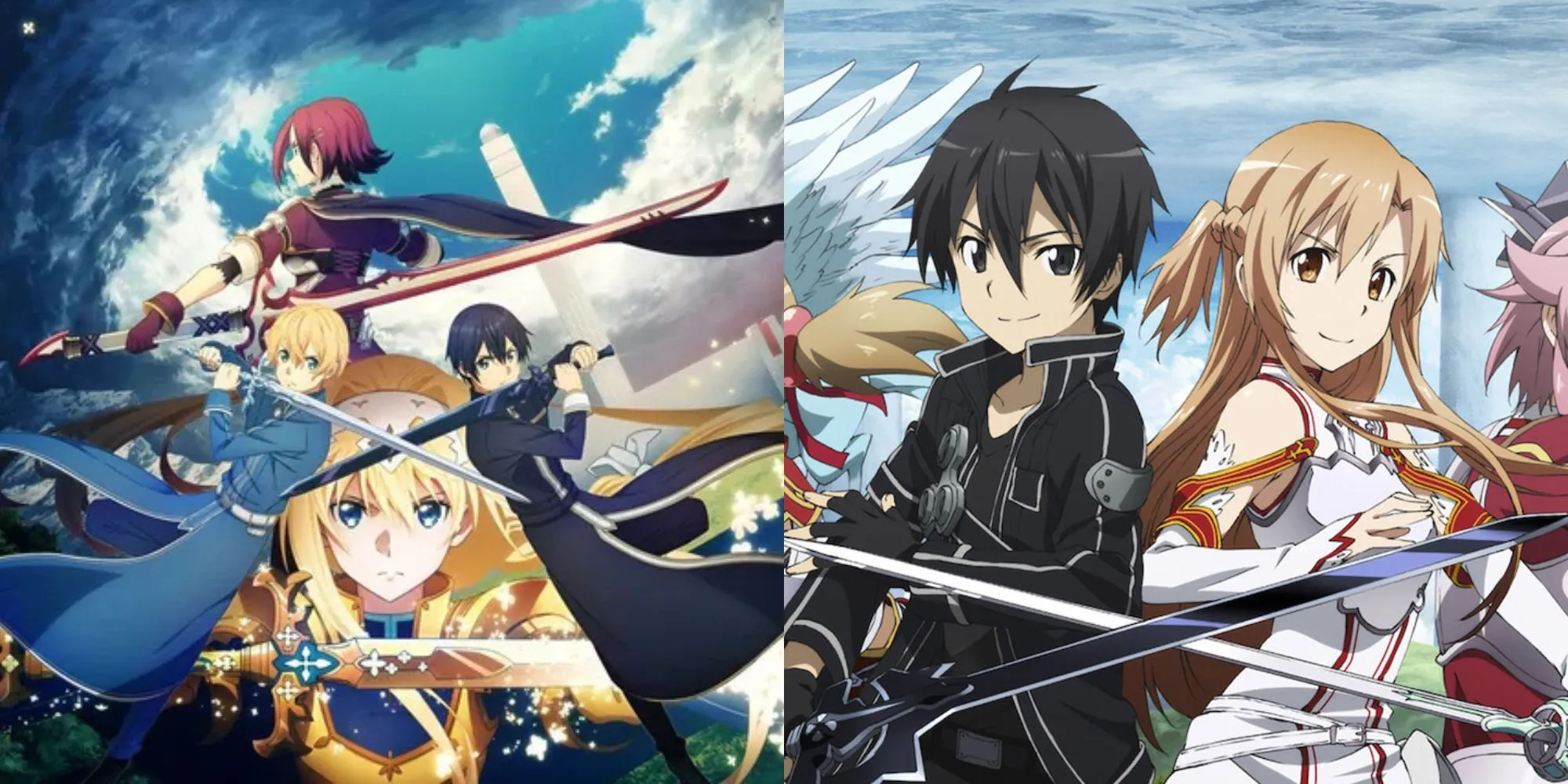 Kirito sử dụng song kiếm kỹ năng đặc trưng trong anime Sword Art Online tại Aincrad