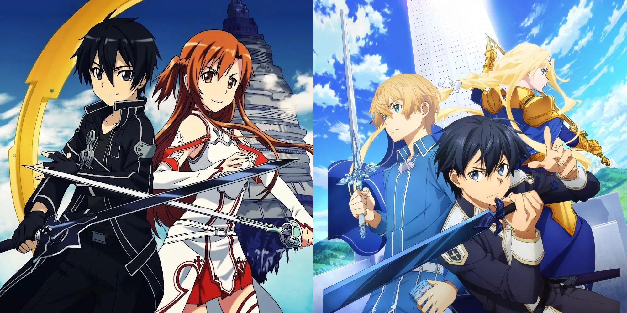 Kirito trong anime Sword Art Online, dùng thanh kiếm đen Elucidator trong một trận đấu.
