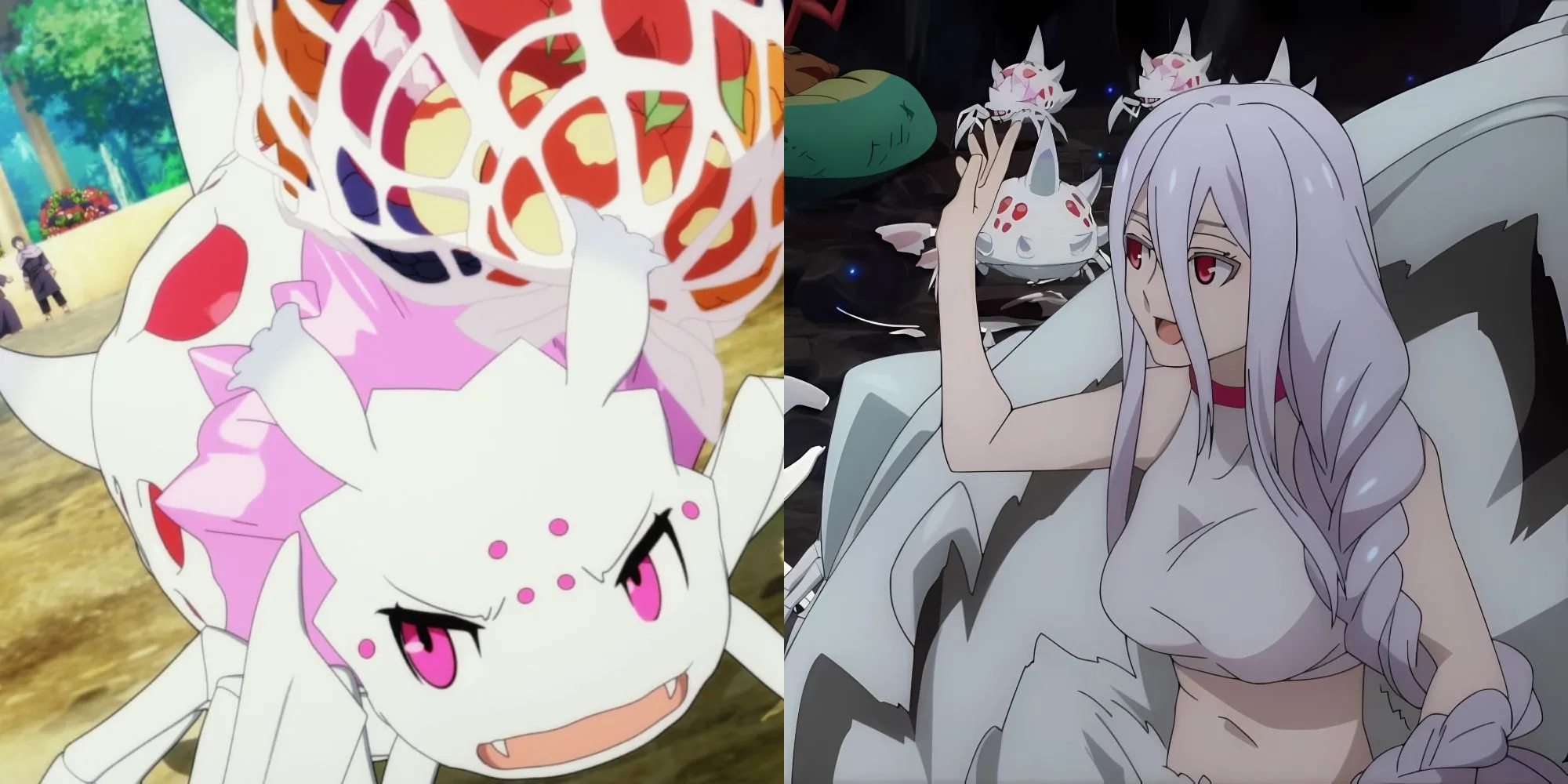 Kumoko dưới dạng nhện sinh tồn và phát triển kỹ năng trong anime So I'm a Spider, So What?