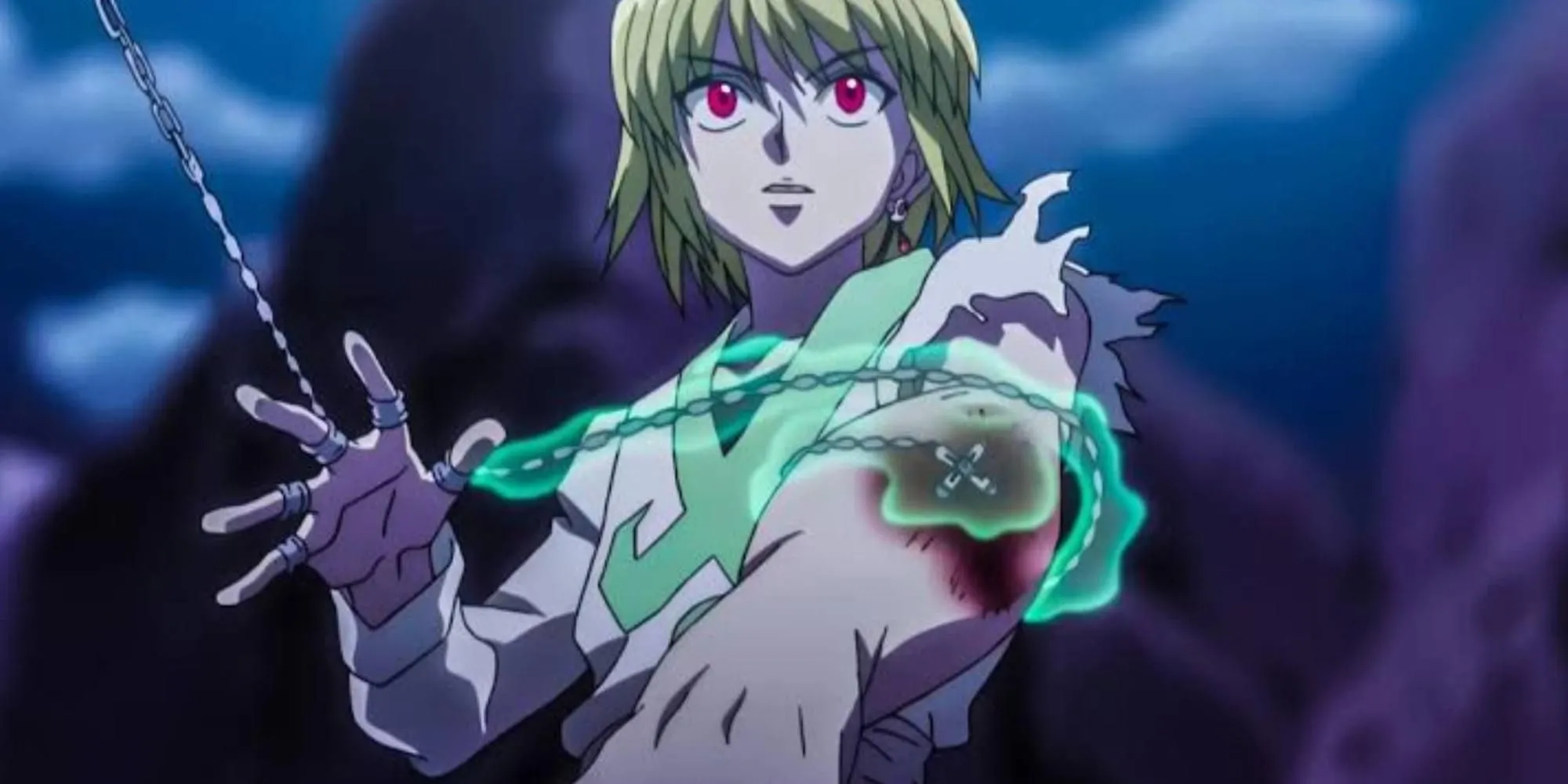 Kurapika trong Hunter X Hunter với đôi mắt đỏ giận dữ