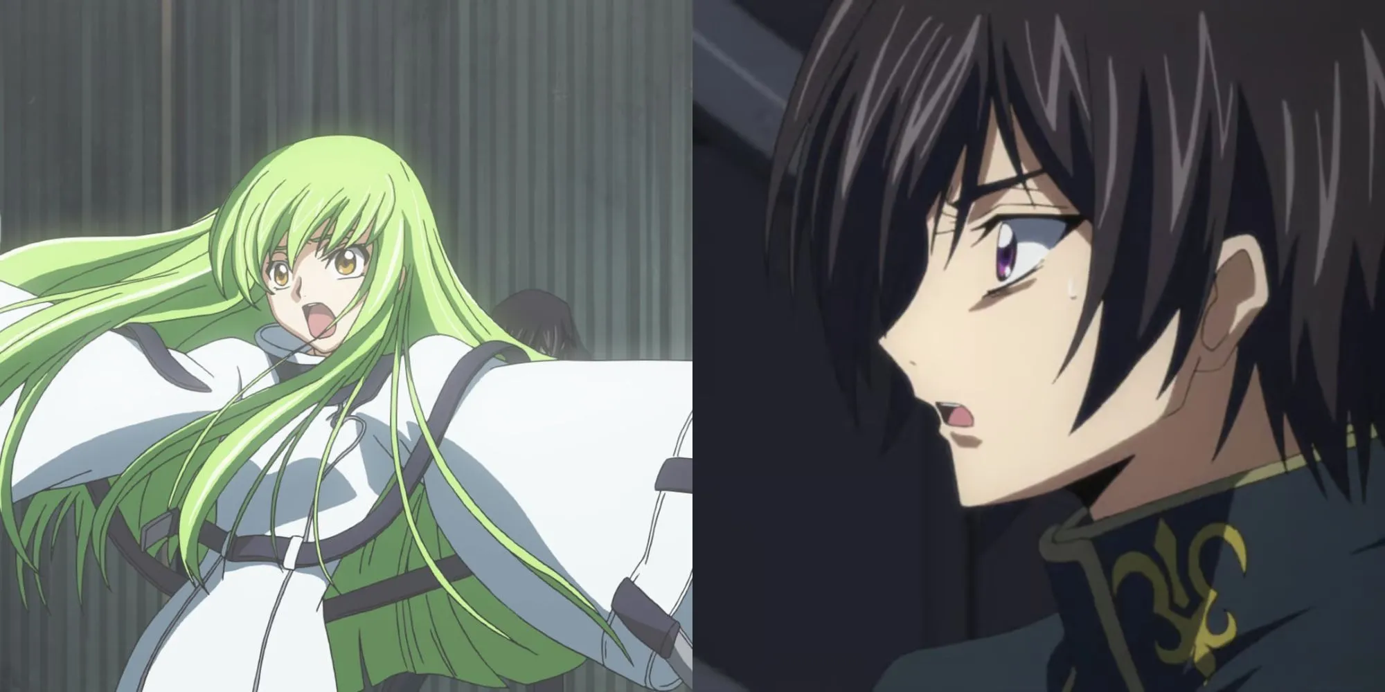 Lelouch vi Britannia với sức mạnh Geass vừa thức tỉnh trong mắt trái, cảnh từ tập đầu Code Geass