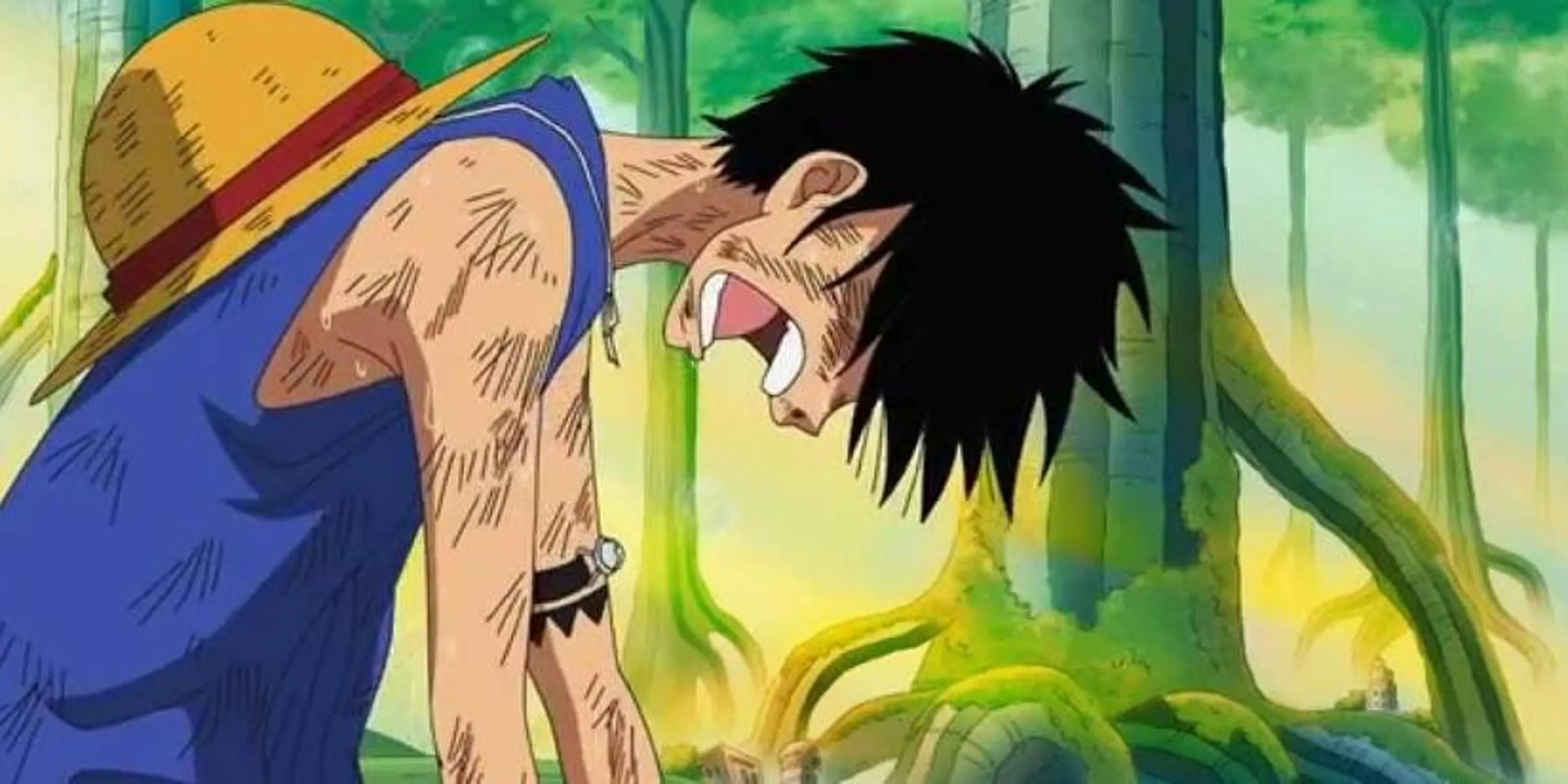 Luffy bật khóc trong tuyệt vọng khi nhìn các thành viên băng Mũ Rơm bị Bartholomew Kuma đánh bay ở Sabaody trong One Piece