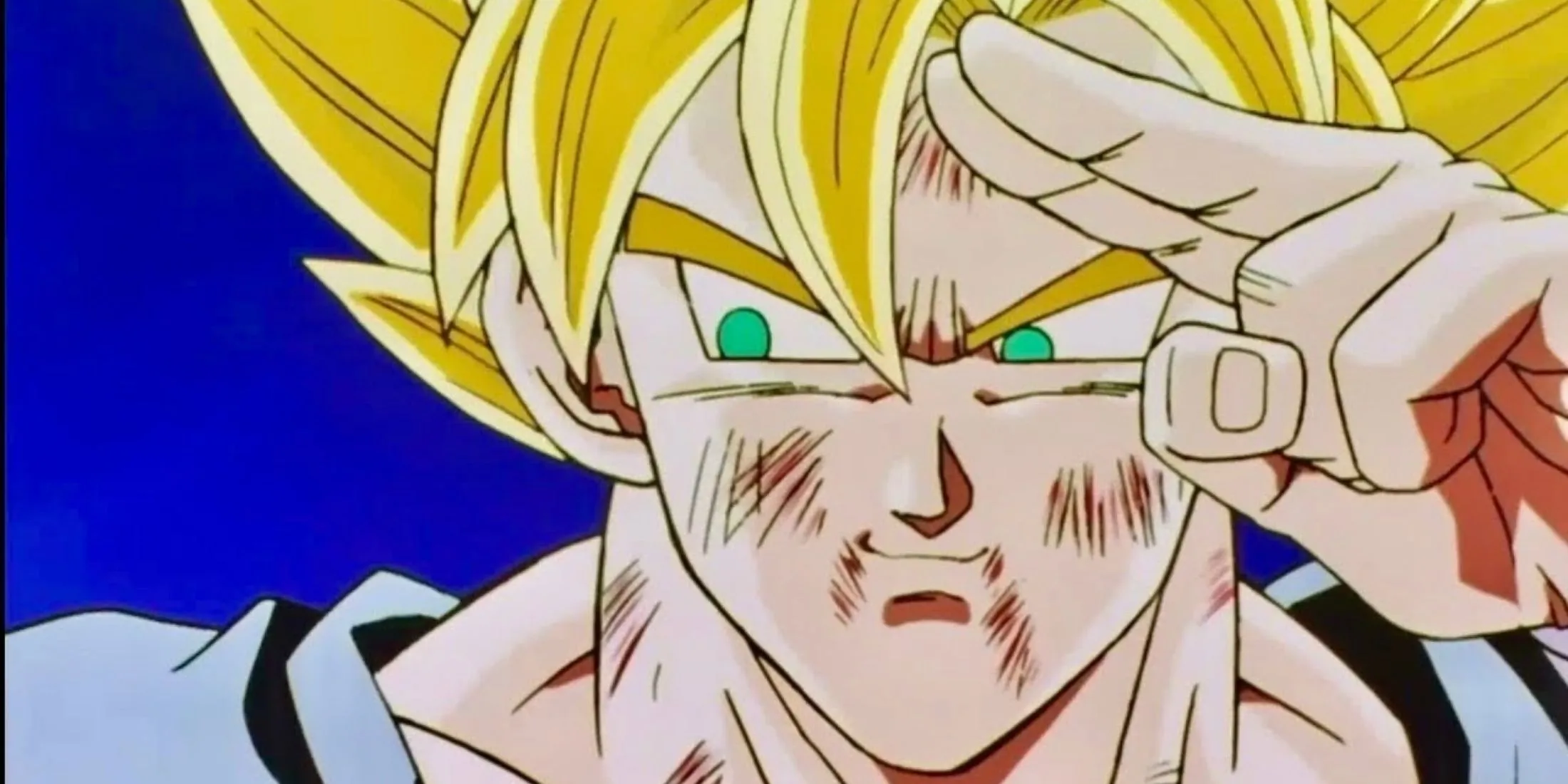 Mô tả Goku chuẩn bị sử dụng Genki Dama (Spirit Bomb) để tiêu diệt Kid Buu trong Dragon Ball Z