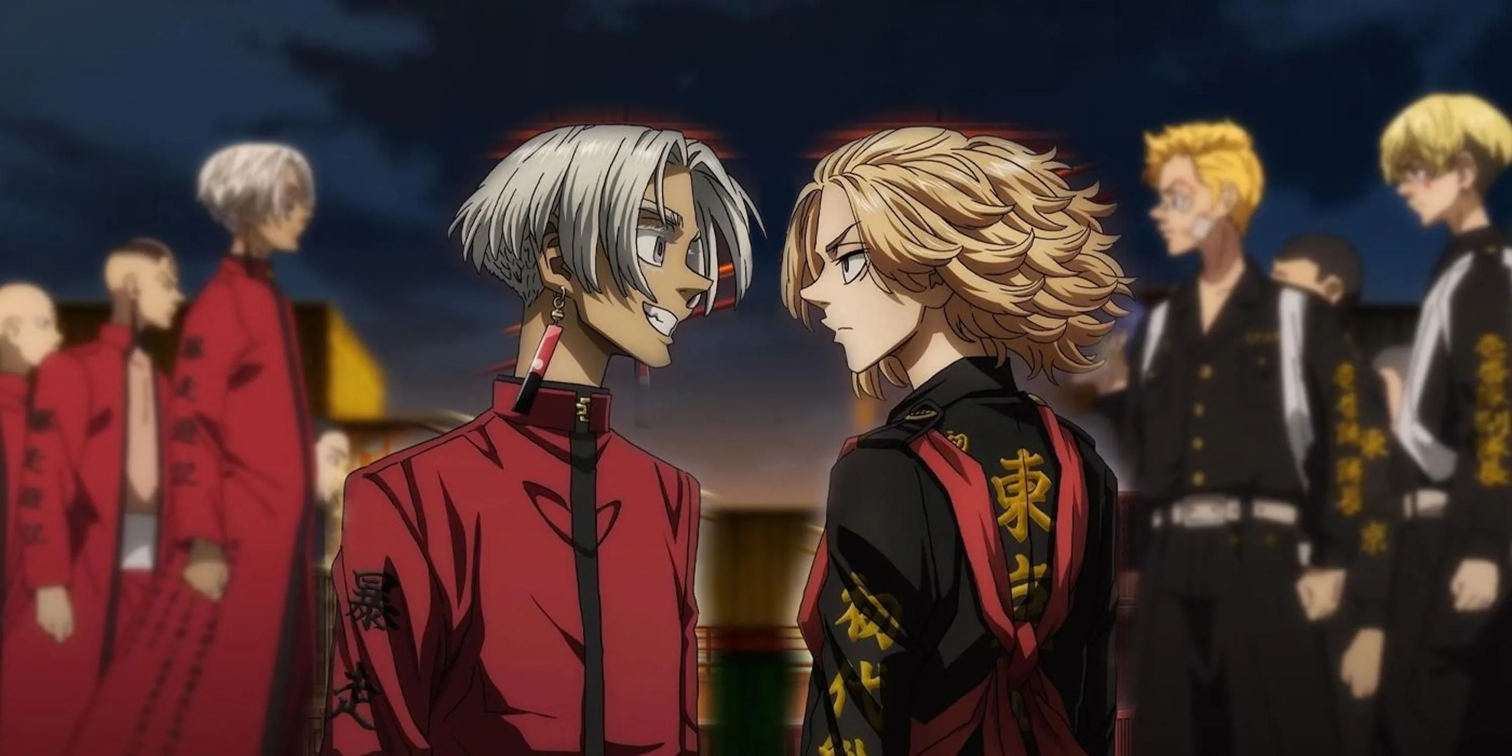 Một cảnh từ anime Tokyo Revengers, mô tả các cuộc chiến băng đảng học đường.