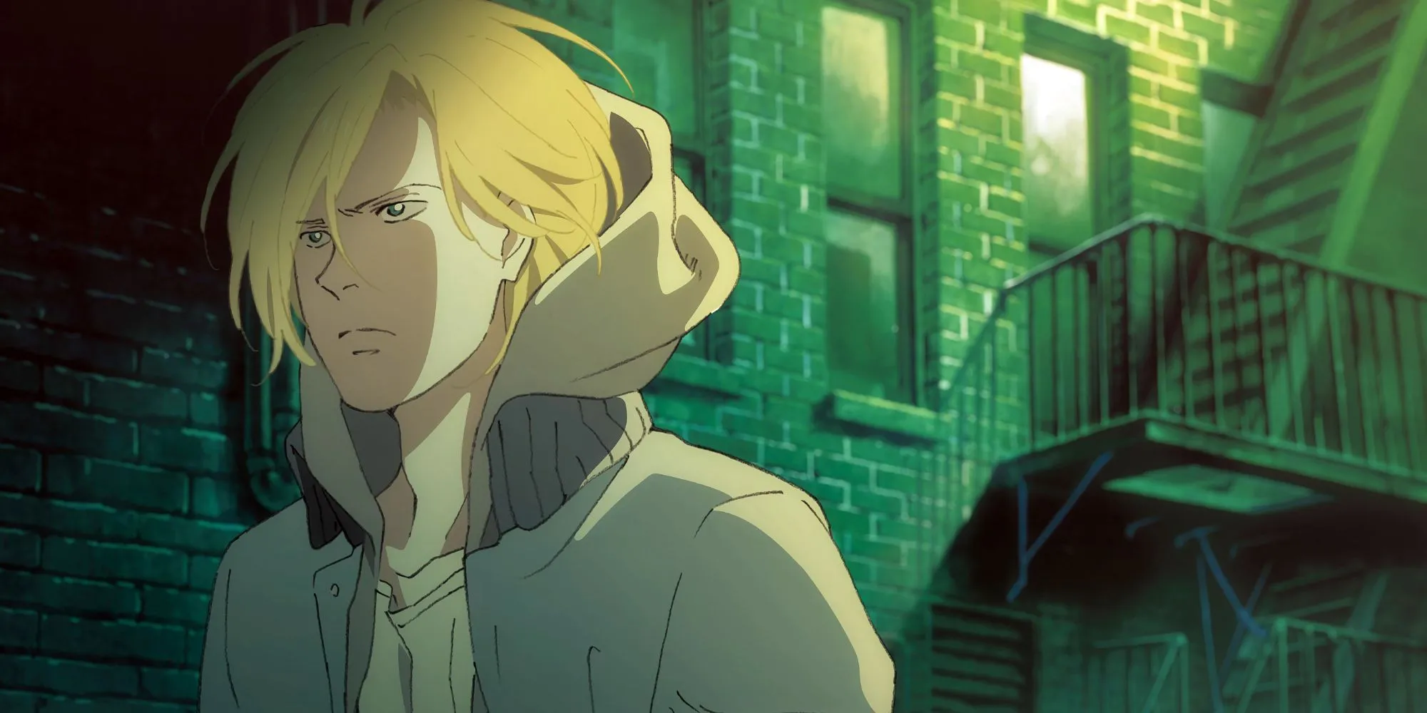 Nhân vật Ash đang đi trong con hẻm tối đầy ám ảnh trong anime Banana Fish