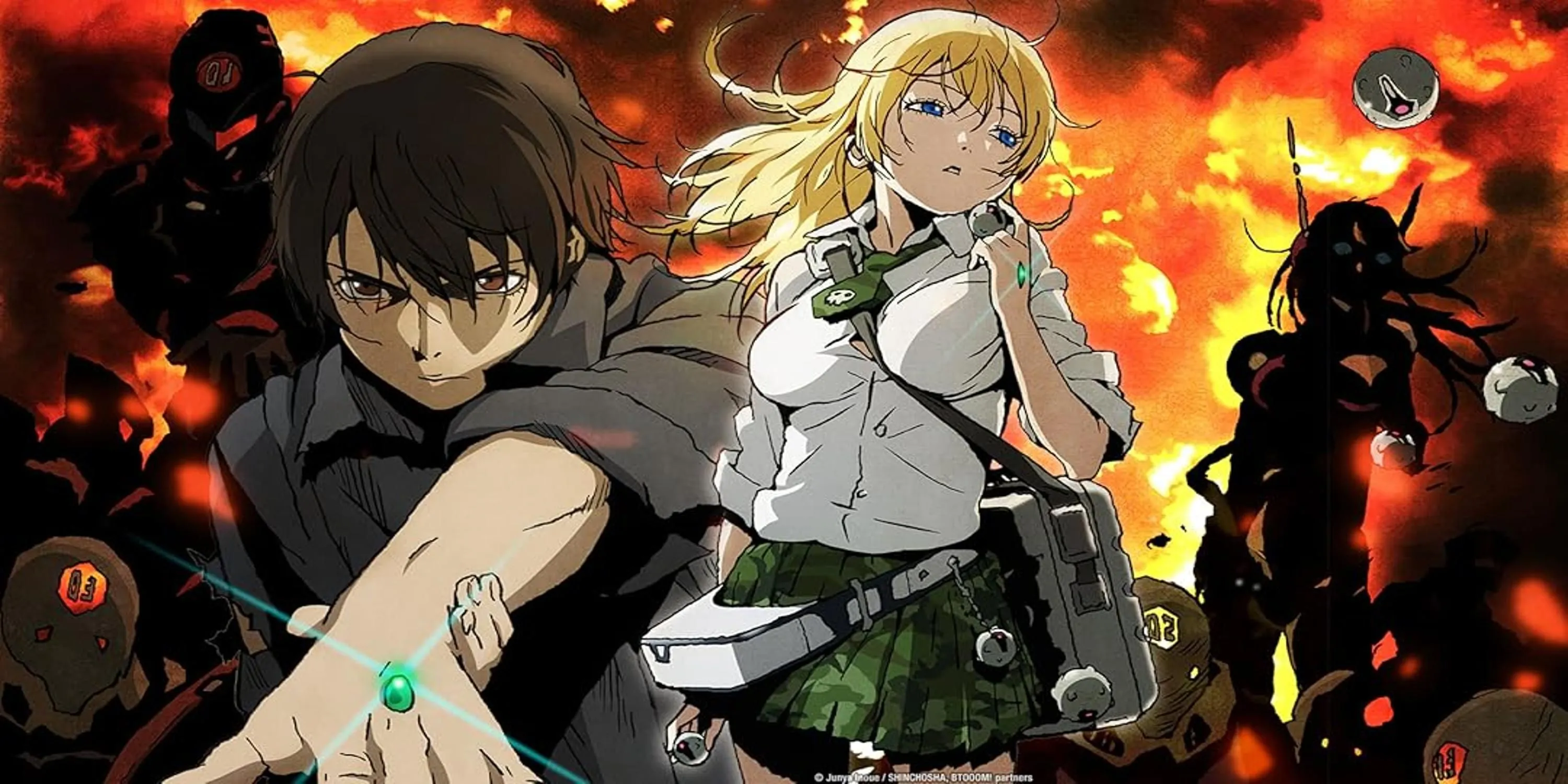 Nhân vật chính Ryouta Sakamoto trong anime Btooom! của Madhouse, đang đối mặt với thử thách sinh tồn trên đảo hoang