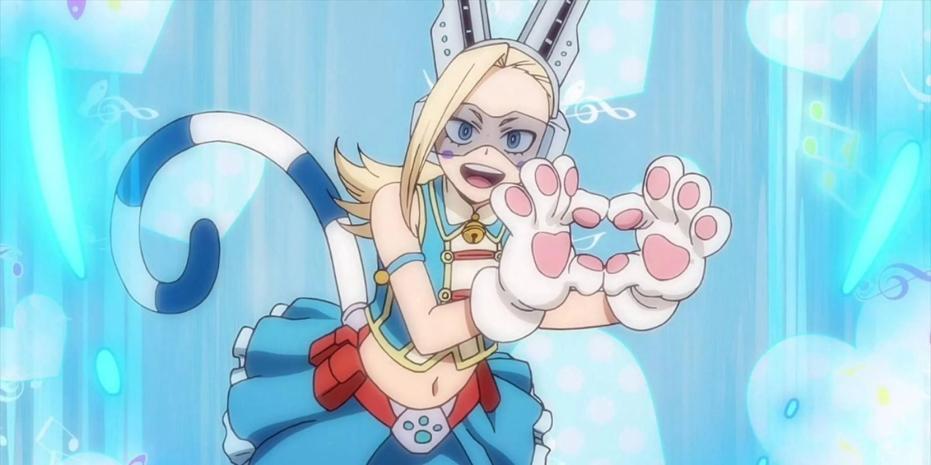 Nữ anh hùng Pixie-Bob sử dụng Quirk Earth Flow trong My Hero Academia