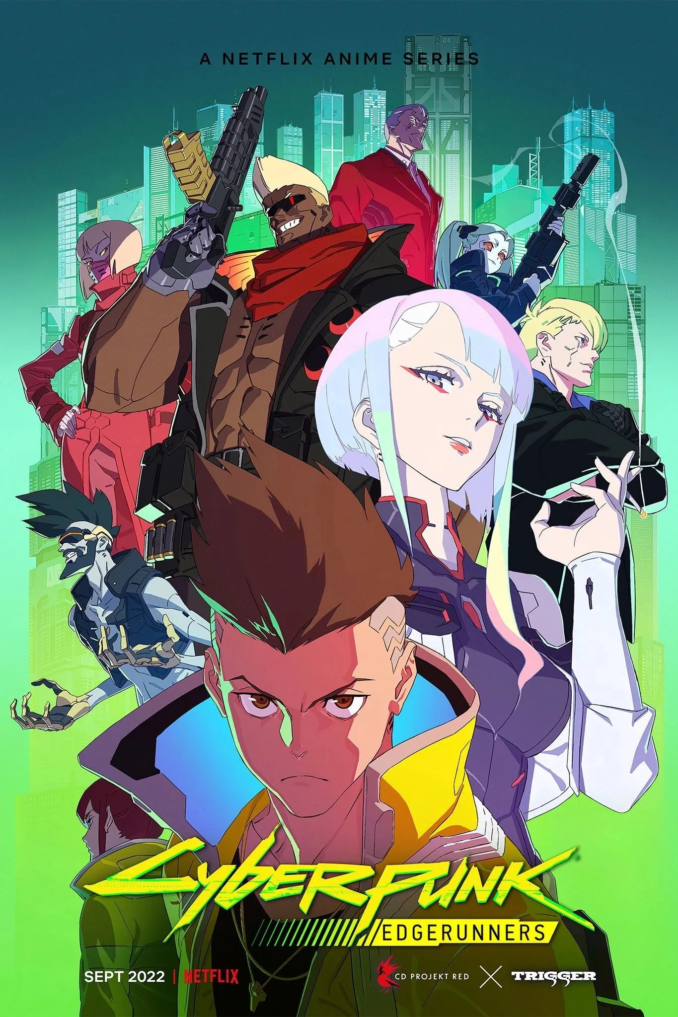 Poster chính thức của Cyberpunk Edgerunners, anime lấy bối cảnh Night City