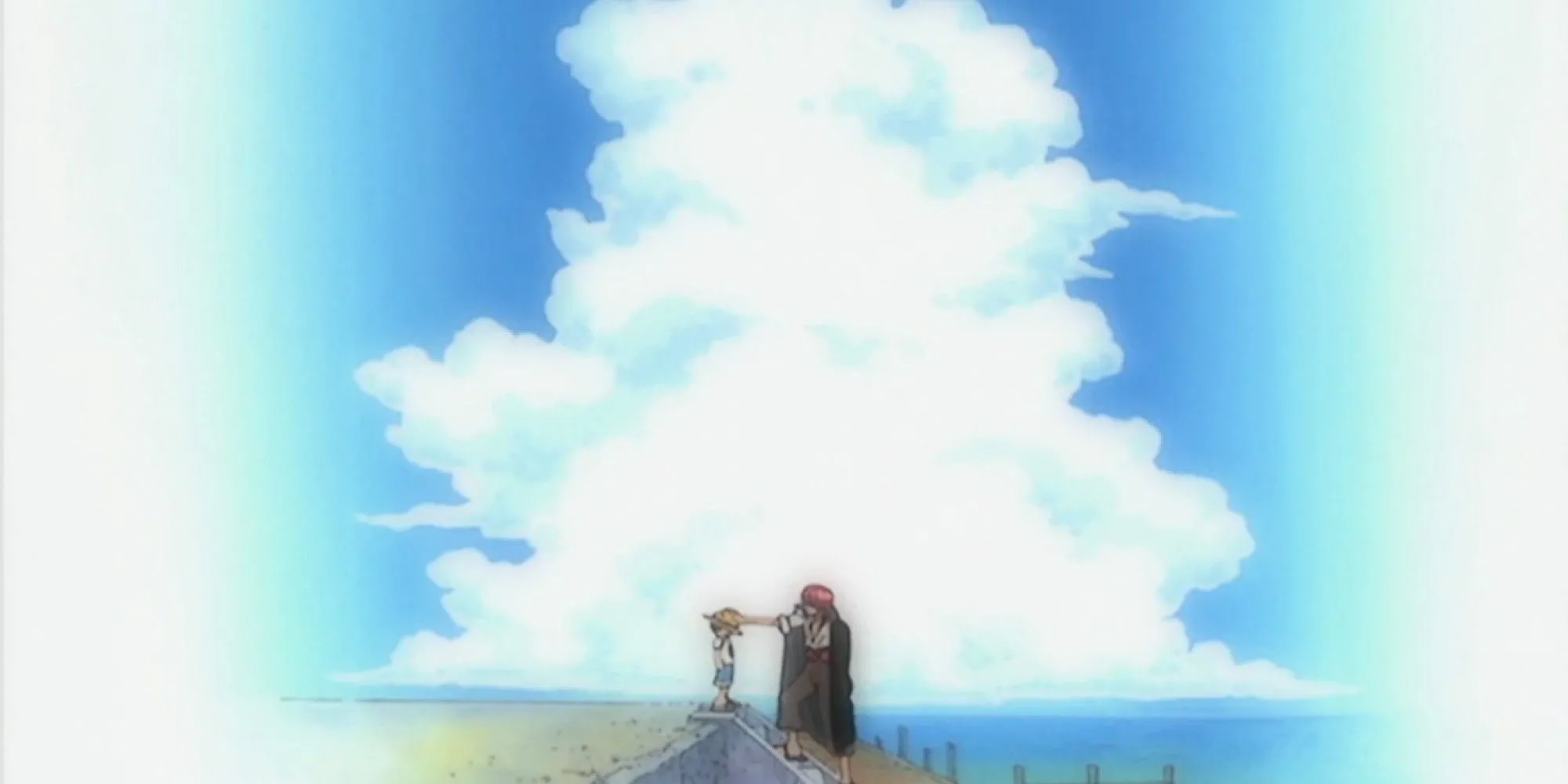 Shanks Tóc Đỏ và Luffy Mũ Rơm lúc nhỏ, khoảnh khắc chia tay và chiếc mũ rơm