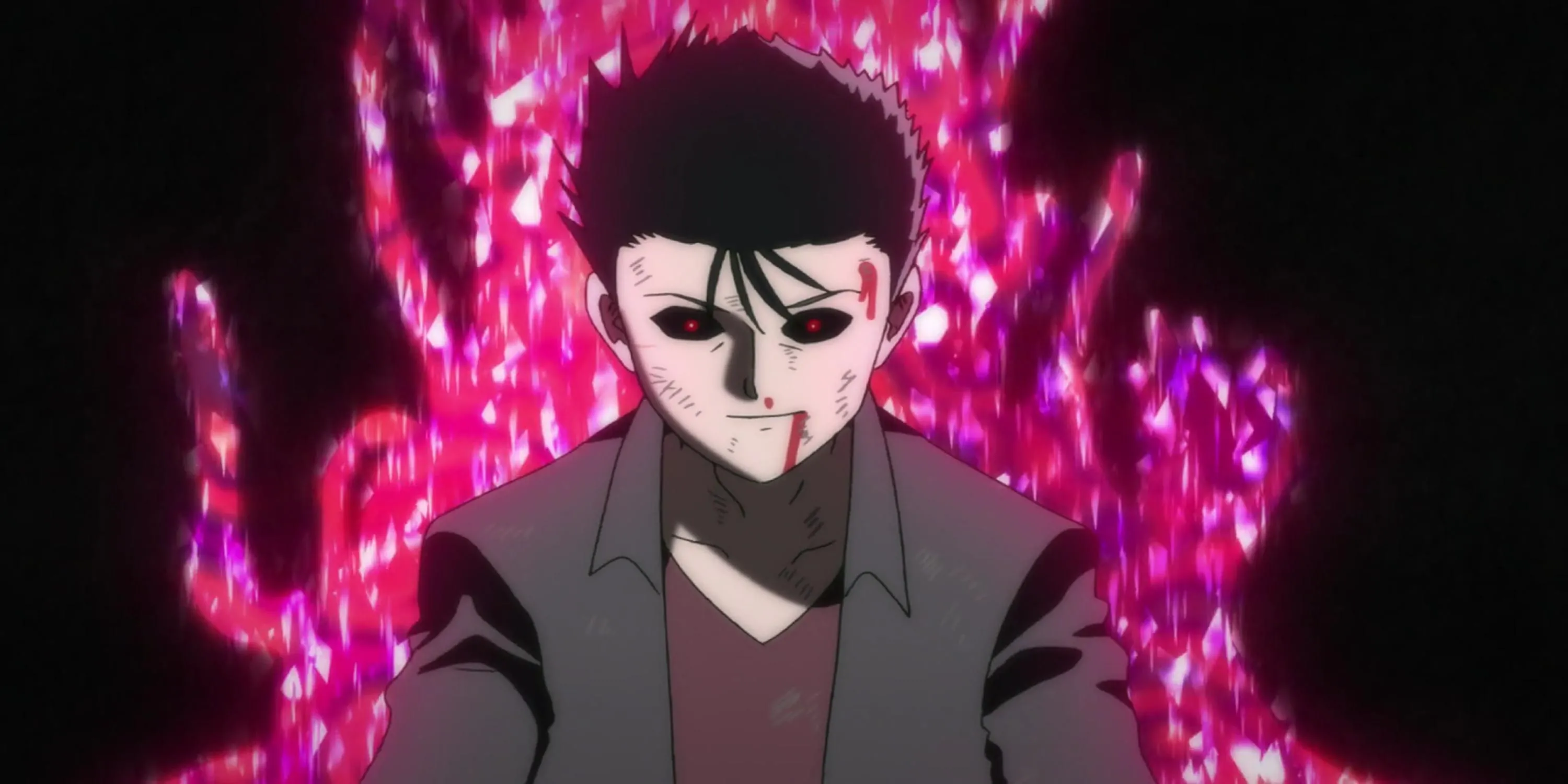 Shimizaki dùng dịch chuyển để áp đảo các esper khác trong anime Mob Psycho 100