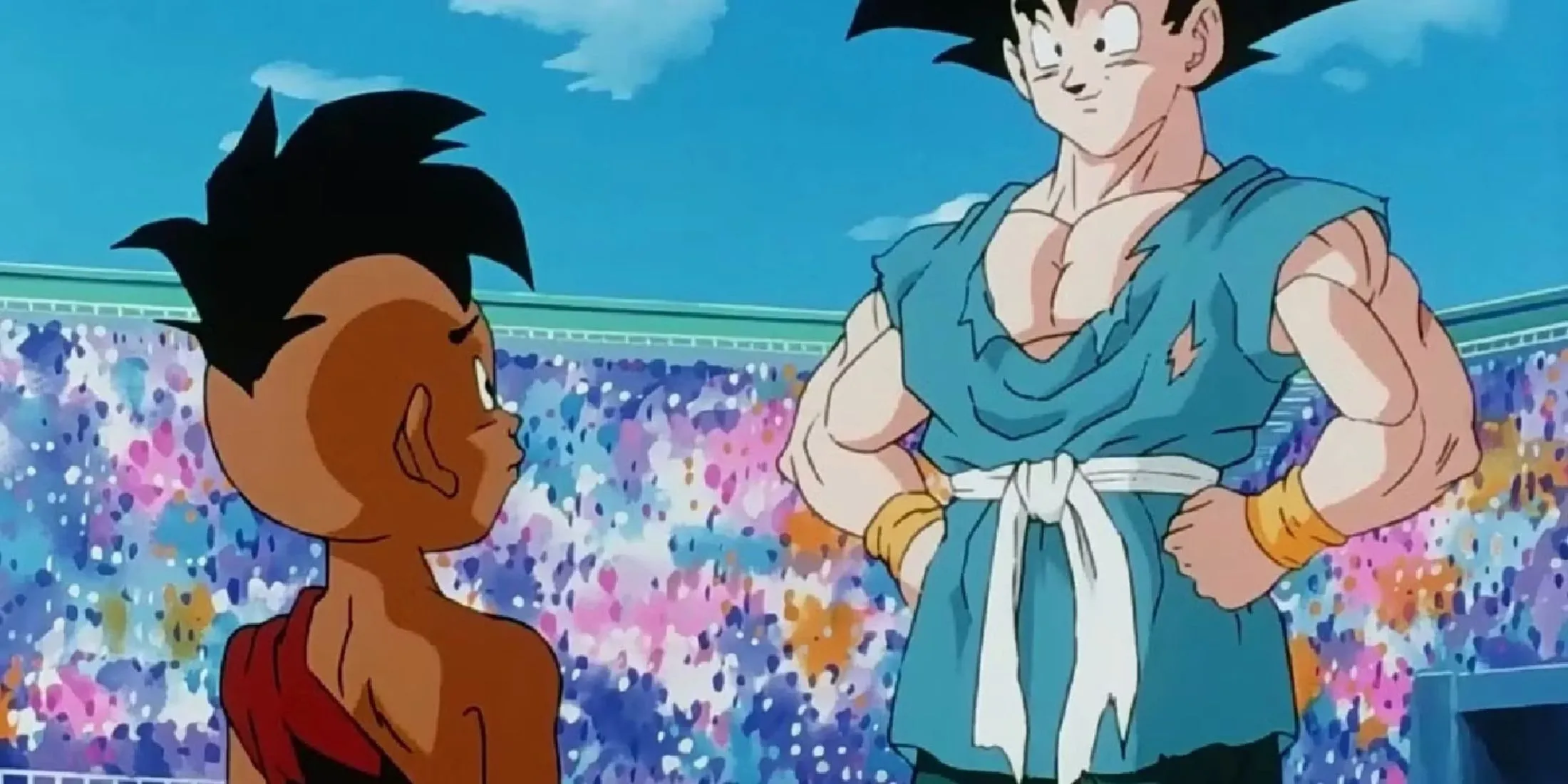 Son Goku cùng Uub bay đi tập luyện ở cuối Dragon Ball Z