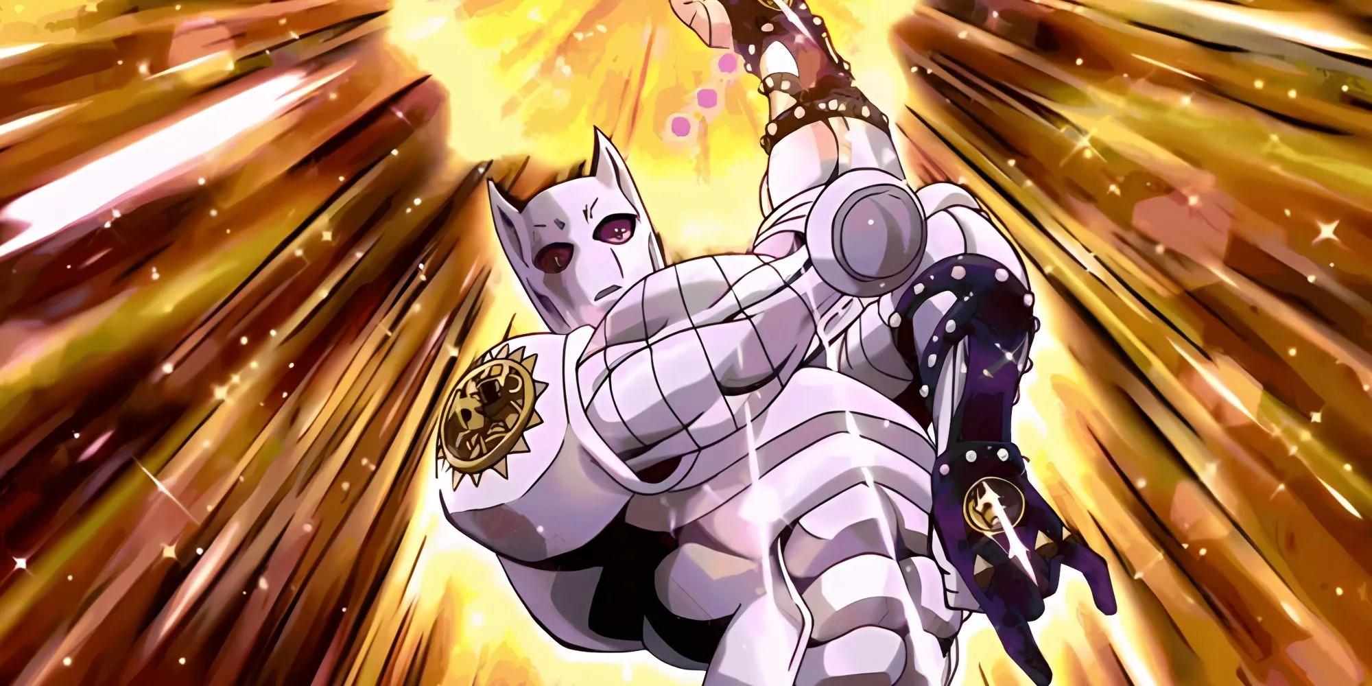 Stand Killer Queen của Kira Yoshikage với tạo dáng lunge góc cạnh trong JoJo phần Diamond is Unbreakable