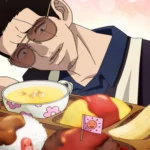Tatsu trong The Way of the Househusband anime đang làm việc nhà với vẻ mặt nghiêm túc