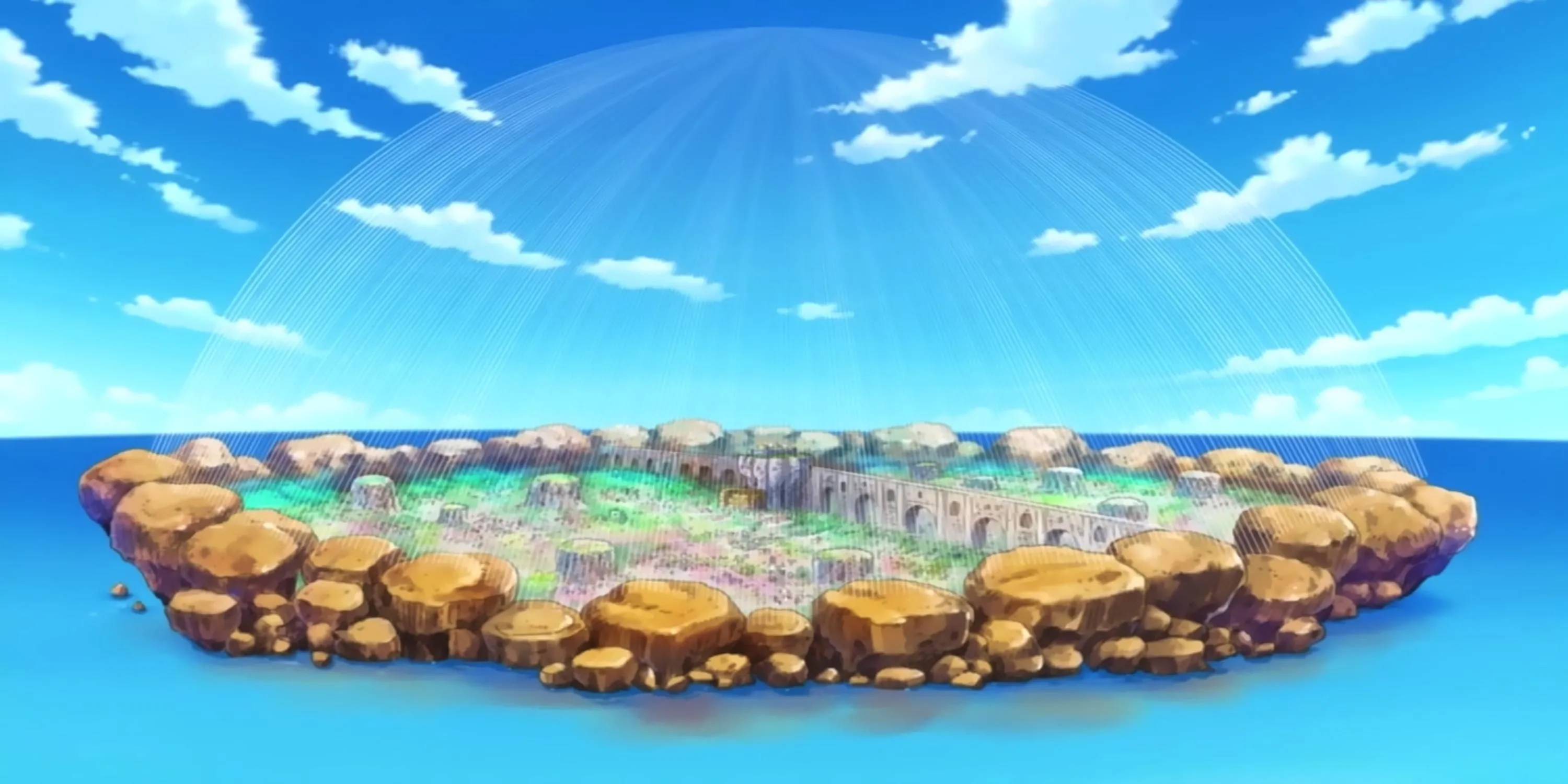 Thành phố Dressrosa với kiến trúc Địa Trung Hải dưới sự cai trị của Doflamingo