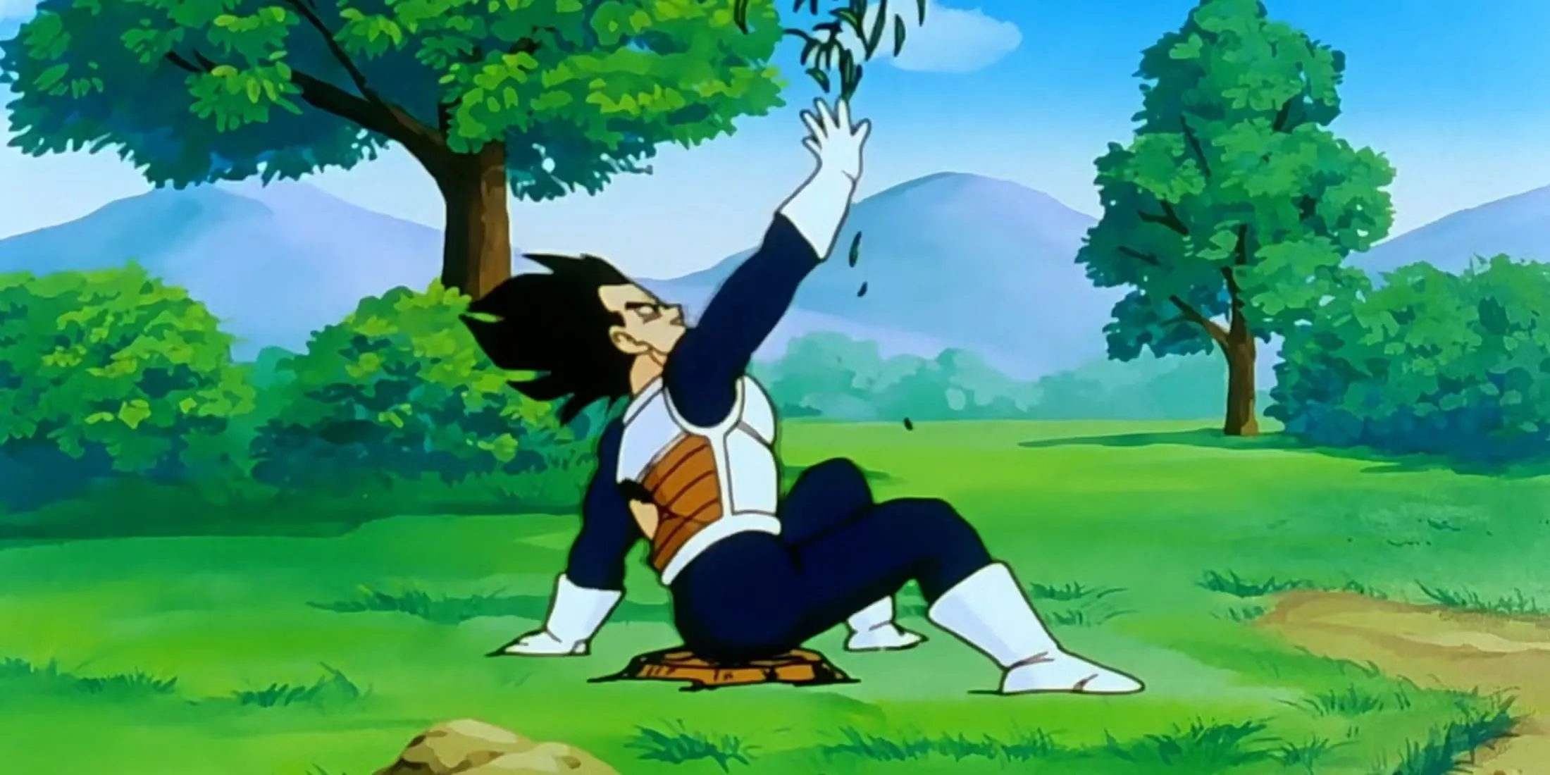 Vegeta ăn mừng khi nghe tin Frieza và Goku chết trên Namek trong Dragon Ball Z Saga Frieza