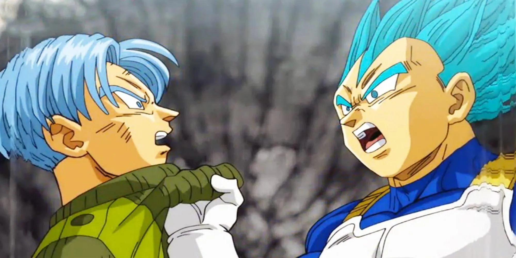 Vegeta của dòng thời gian hiện tại bế Future Trunks, thể hiện tình cha con
