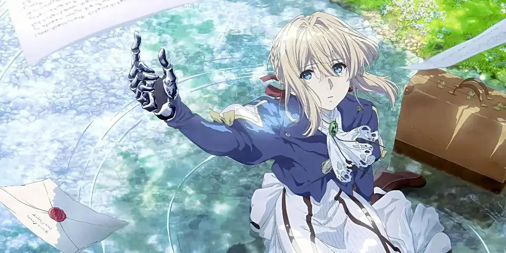 Violet Evergarden nhìn về phía xa, khuôn mặt trầm tư