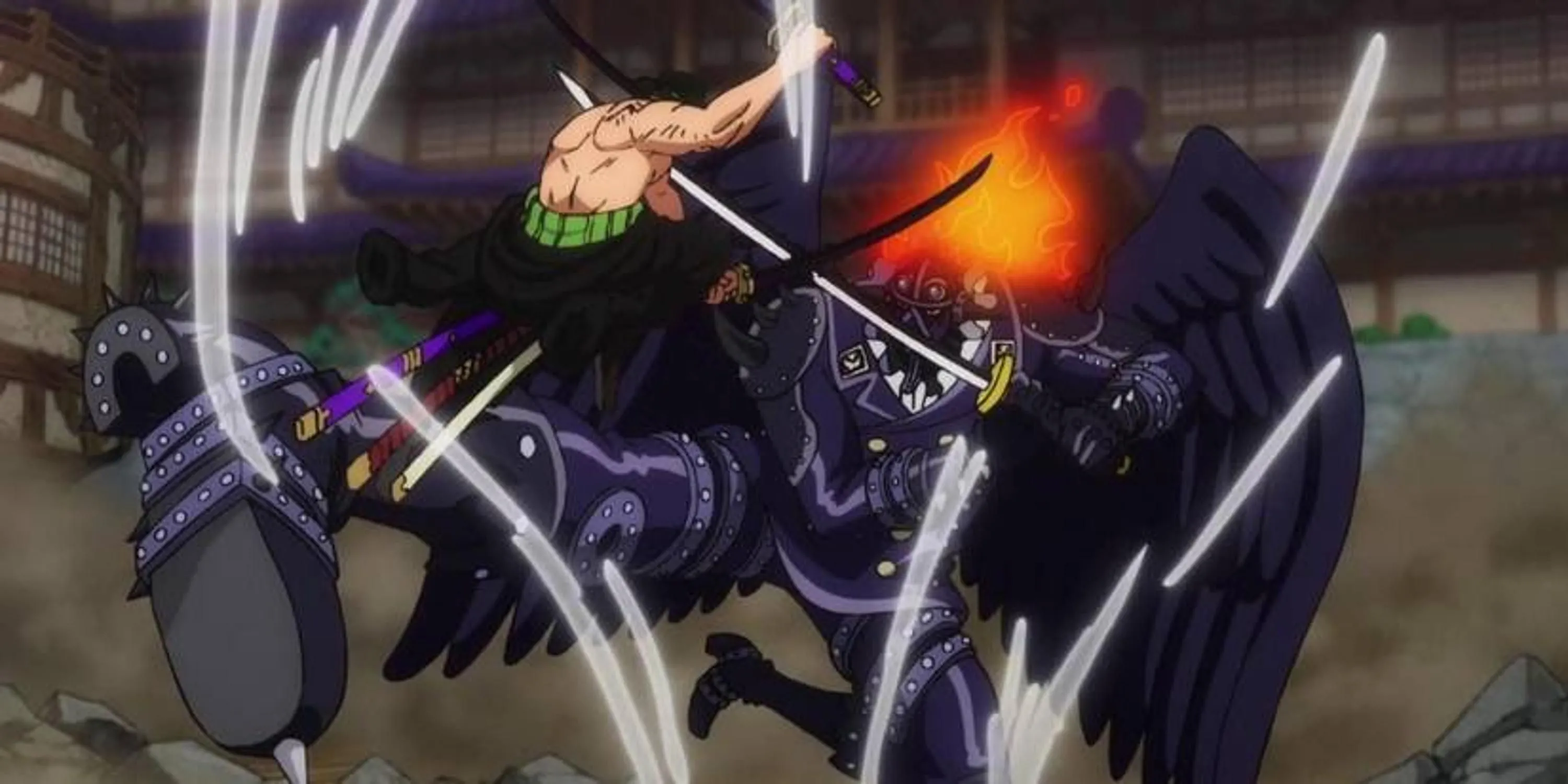 Zoro dùng Haki Bá Vương Nâng Cao đối đầu King Á Hỏa tại Wano trong One Piece