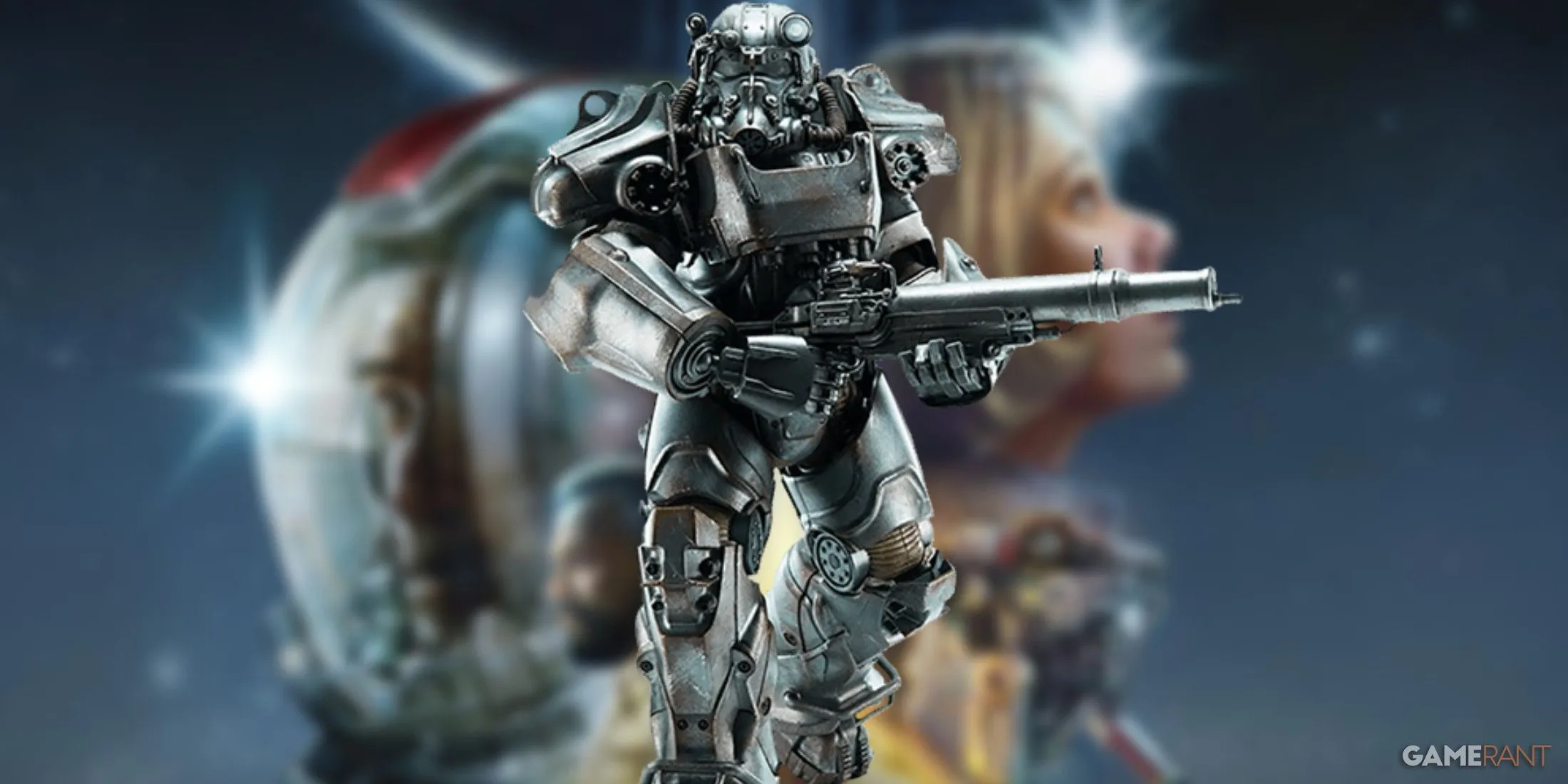 Bối cảnh vũ trụ Starfield với biểu tượng Fallout 5