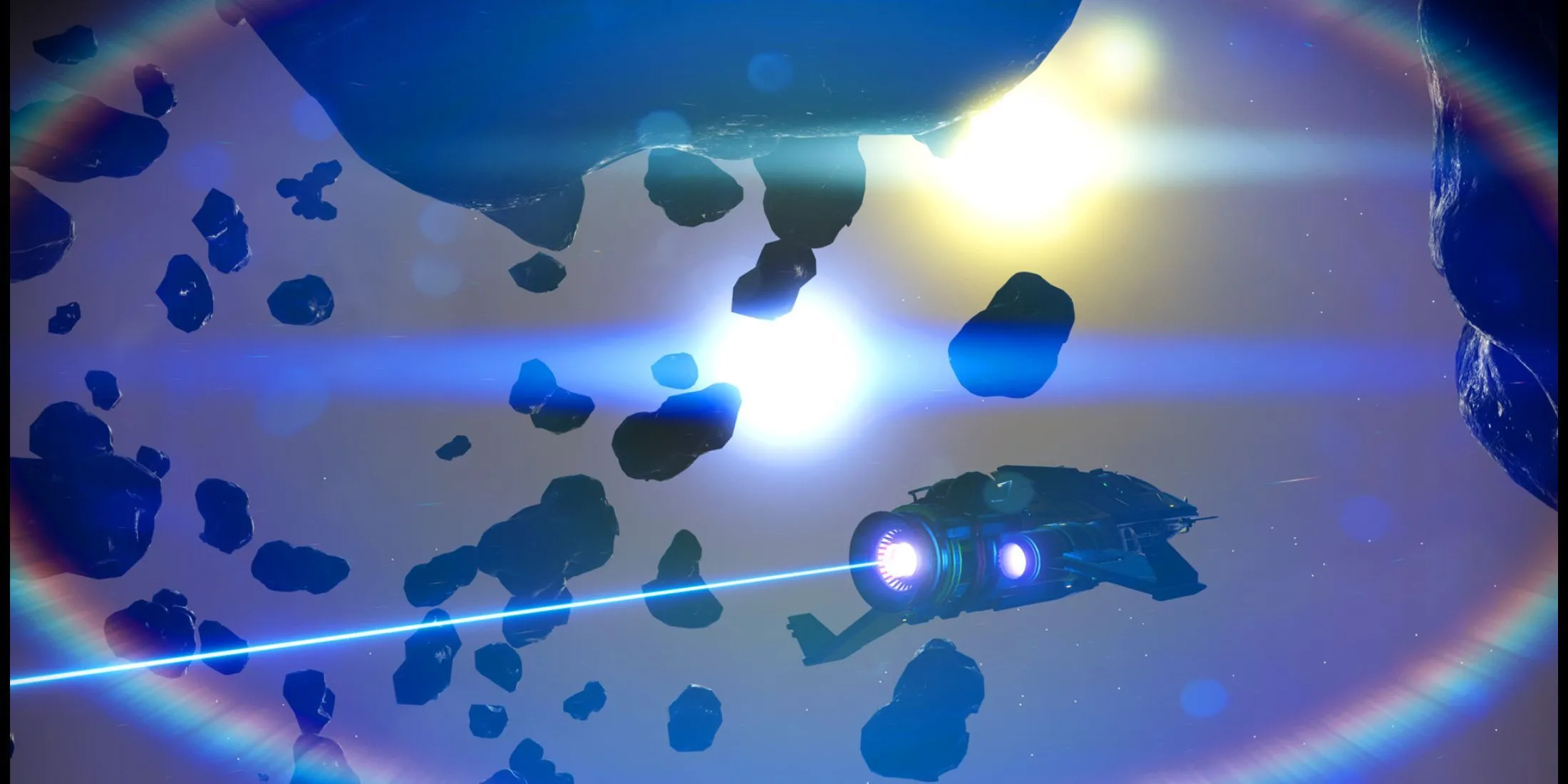 Du hành qua vành đai tiểu hành tinh rực rỡ trong không gian bao la của No Man's Sky