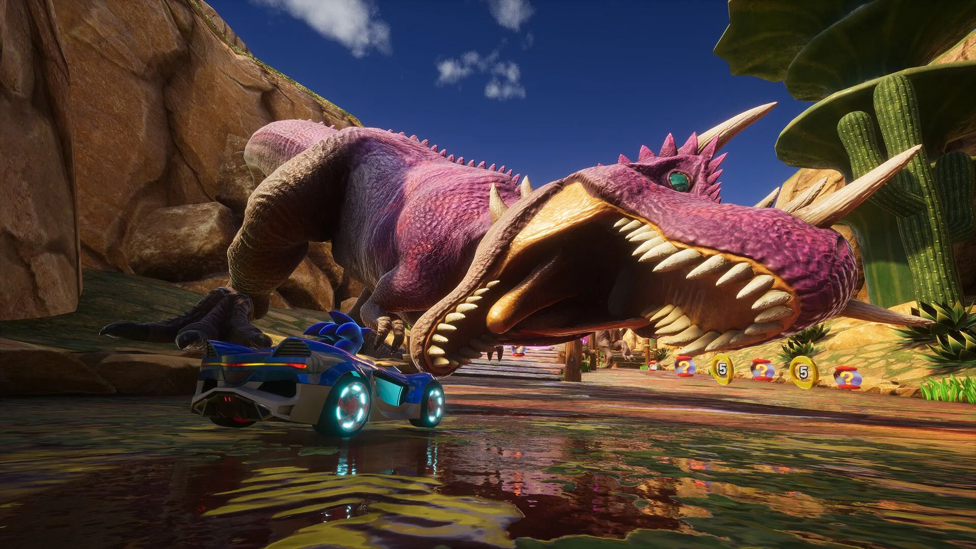 Một cảnh đua trong Sonic Racing CrossWorlds với Sonic và các đối thủ khác