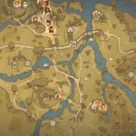 Bản đồ làng Bywater trong Tales Of The Shire hiển thị các địa điểm có thể câu cá.