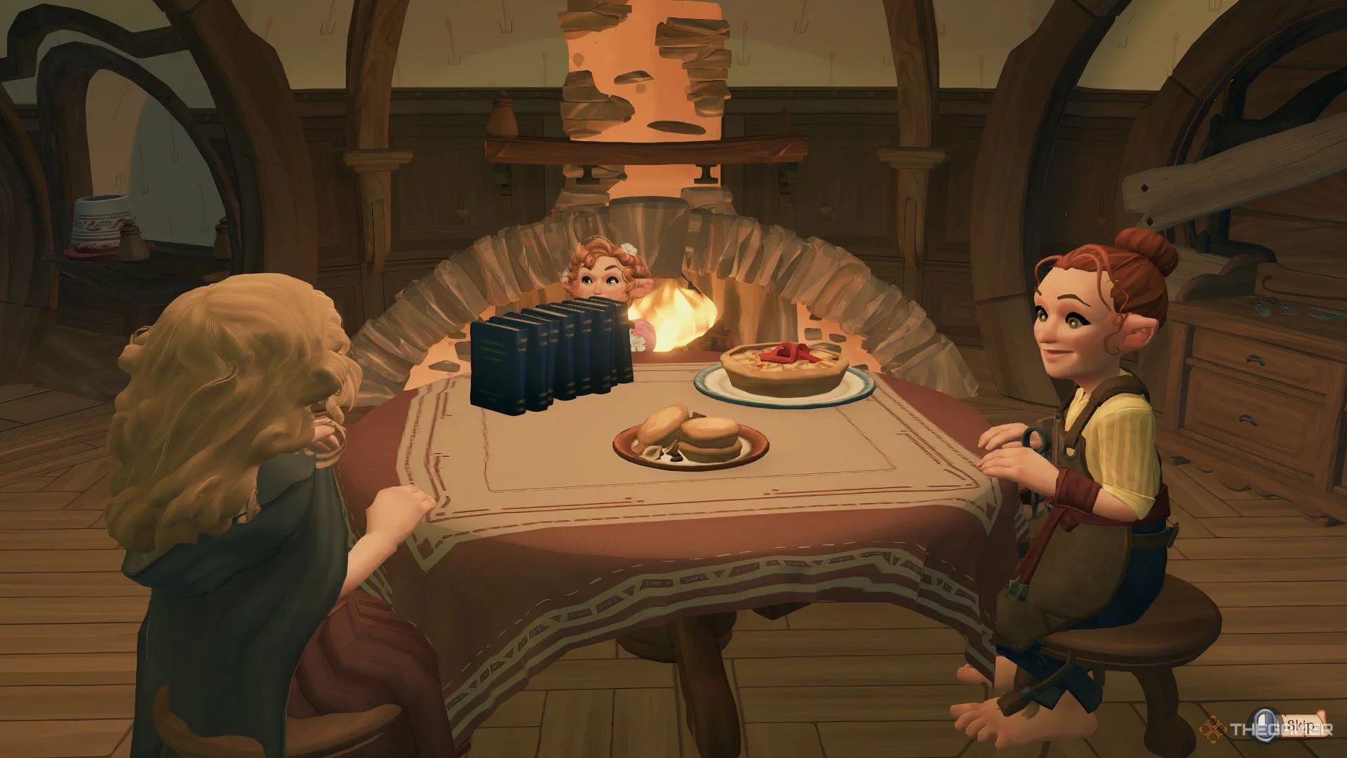 Cảnh một bữa ăn chung đang diễn ra trong Tales of the Shire, thể hiện không khí sum vầy của cộng đồng Hobbit.